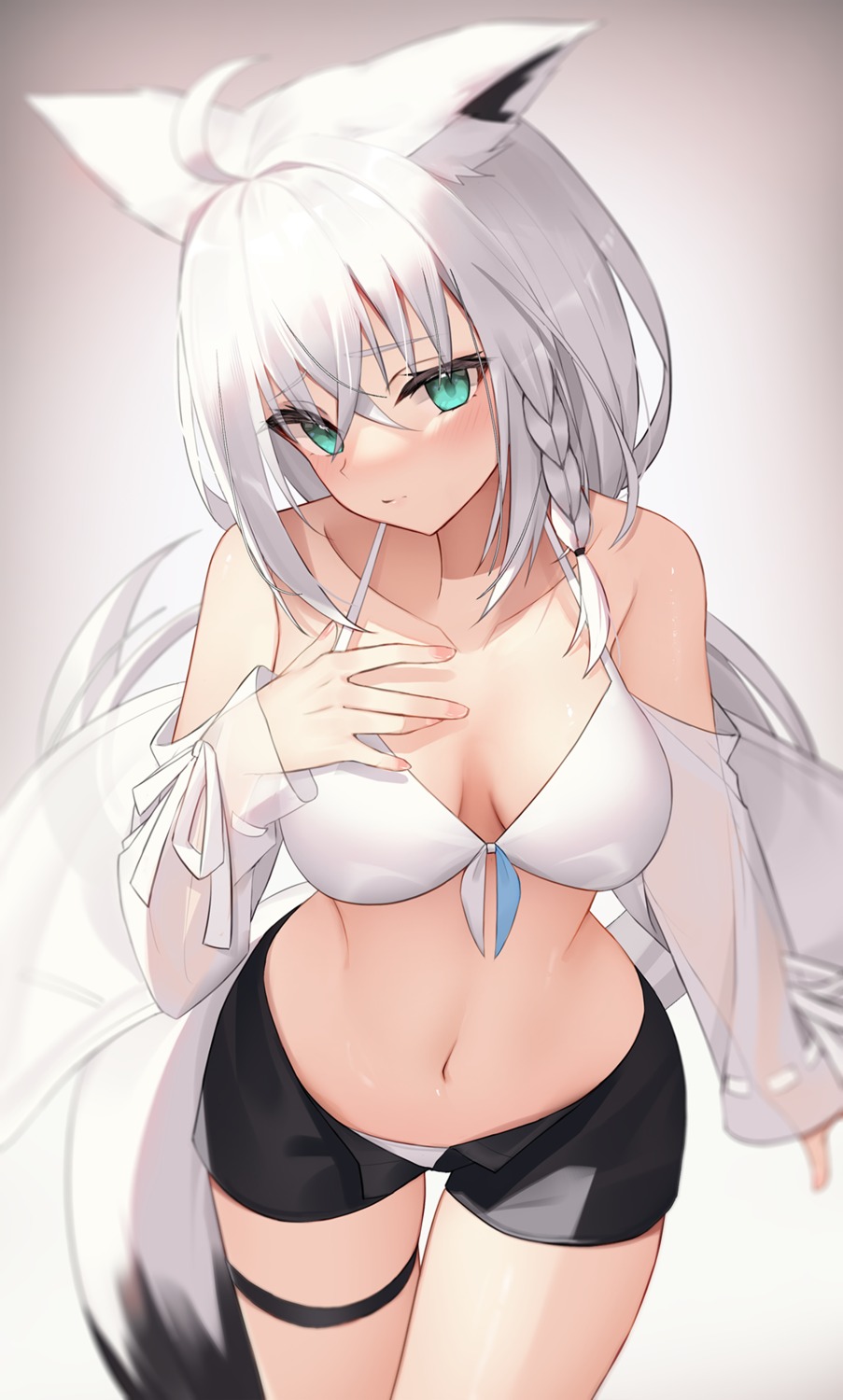 animal_ears, bikini, garter, hololive, hololive_gamers, kitsune, shirakami_fubuki, swimsuits