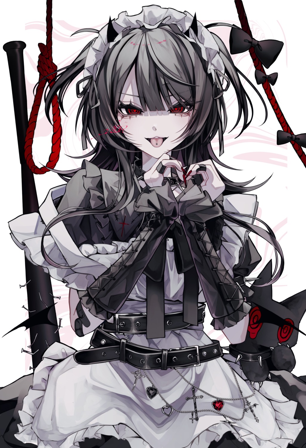 402_(o0_xxx), devil, horns, maid, neko, weapon, wings