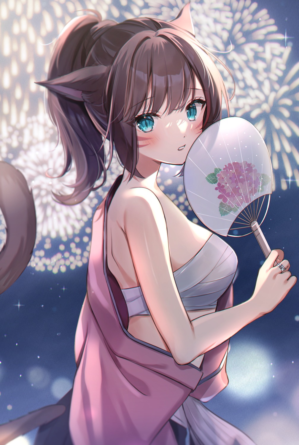 animal_ears, japanese_clothes, sarashi, su2525, tail