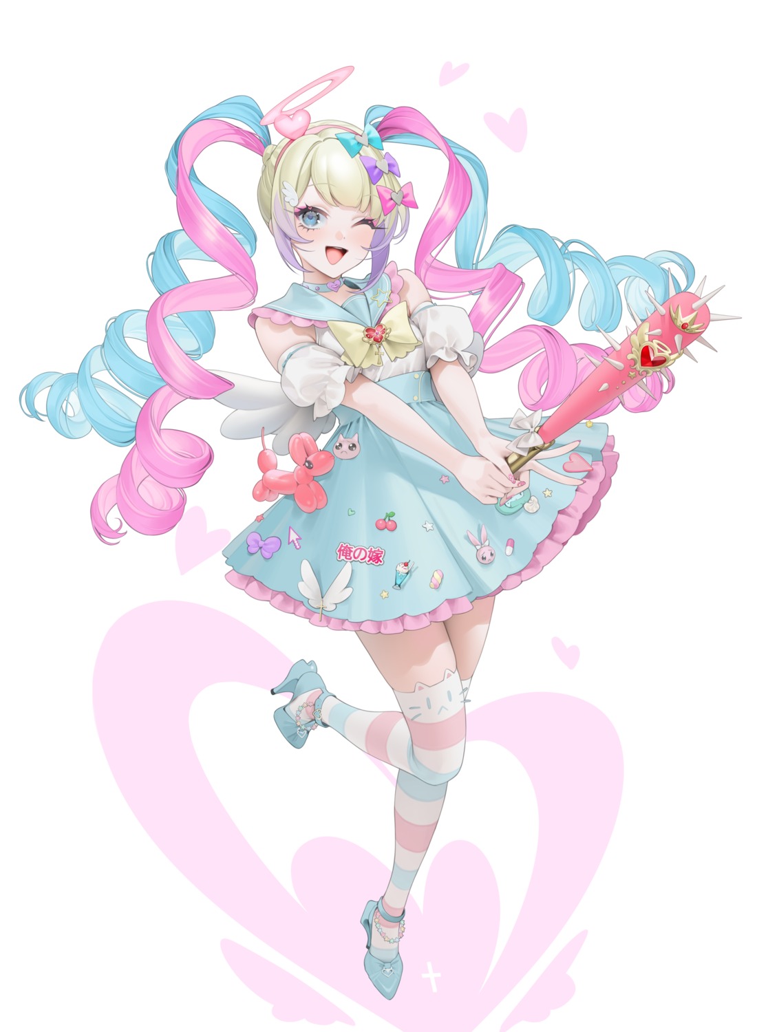 angel, chouzetsusaikawa_tenshi-chan, heels, needy_girl_overdose, ohisashiburi, thighhighs, weapon, wings