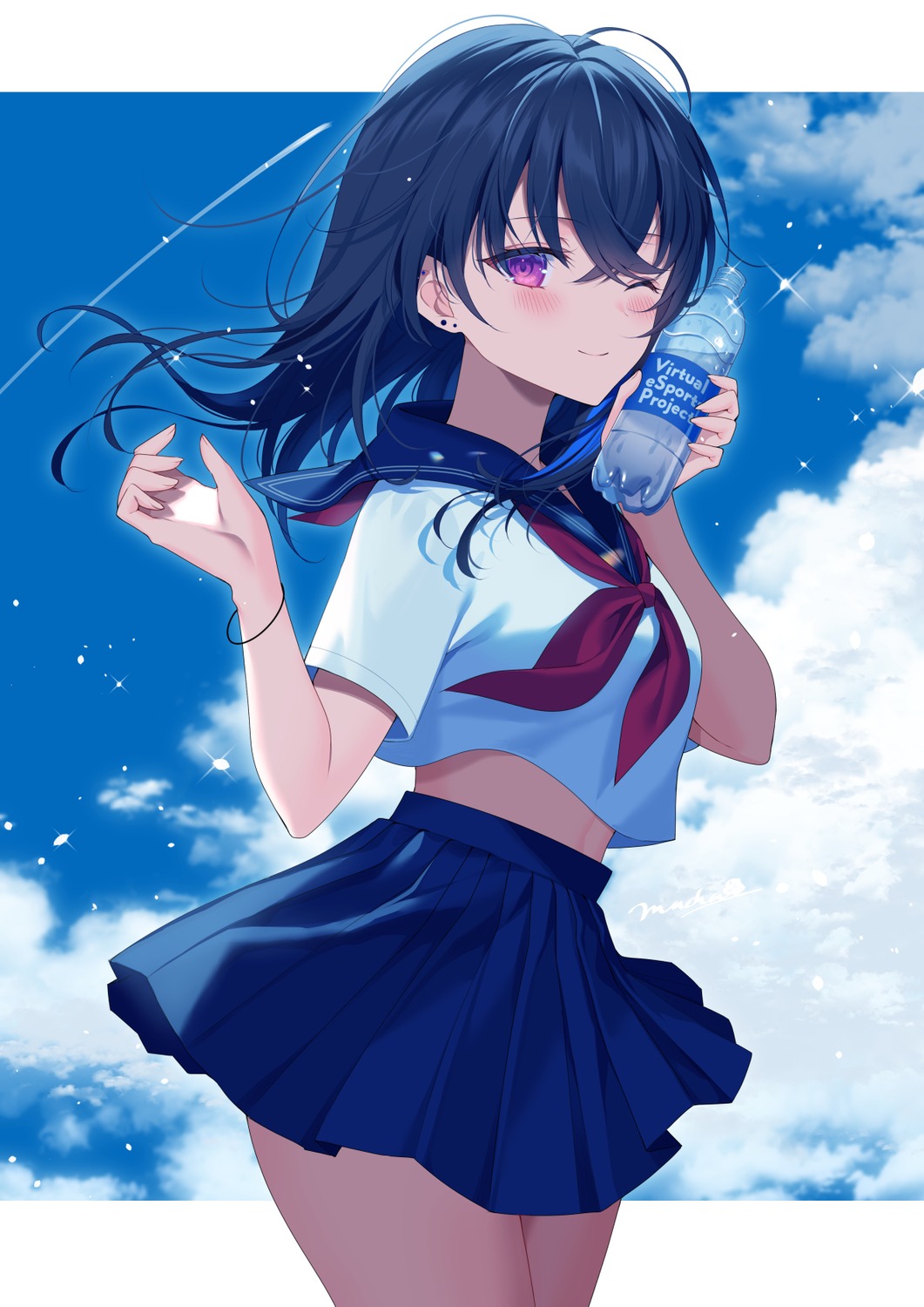 ichinose_uruha, lupinus_virtual_games, myusha, seifuku, skirt_lift, vspo!