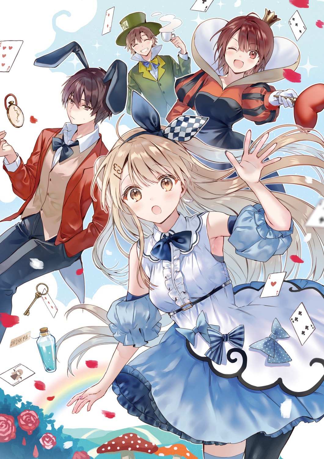 akazawa_itsuki, alice, alice_in_wonderland, animal_ears, bunny_ears, business_suit, cosplay, dress