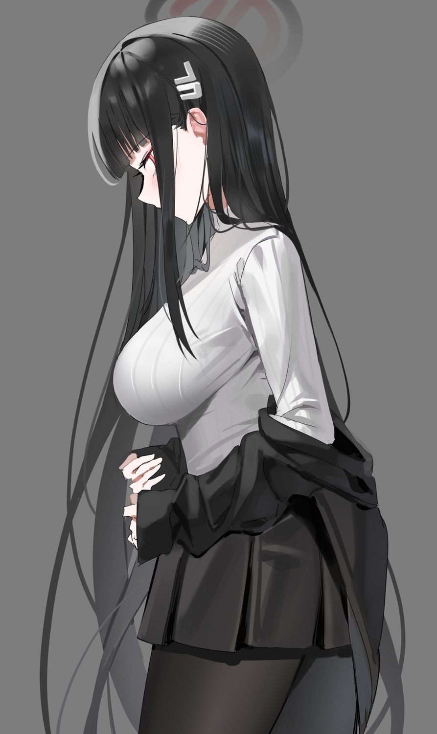 blue_archive, business_suit, educk, halo, pantyhose, sweater, tsukatsuki_rio