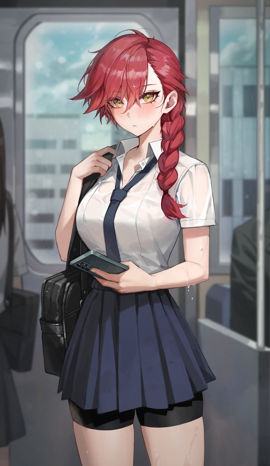 bike_shorts, dress_shirt, maenoo, see_through, seifuku