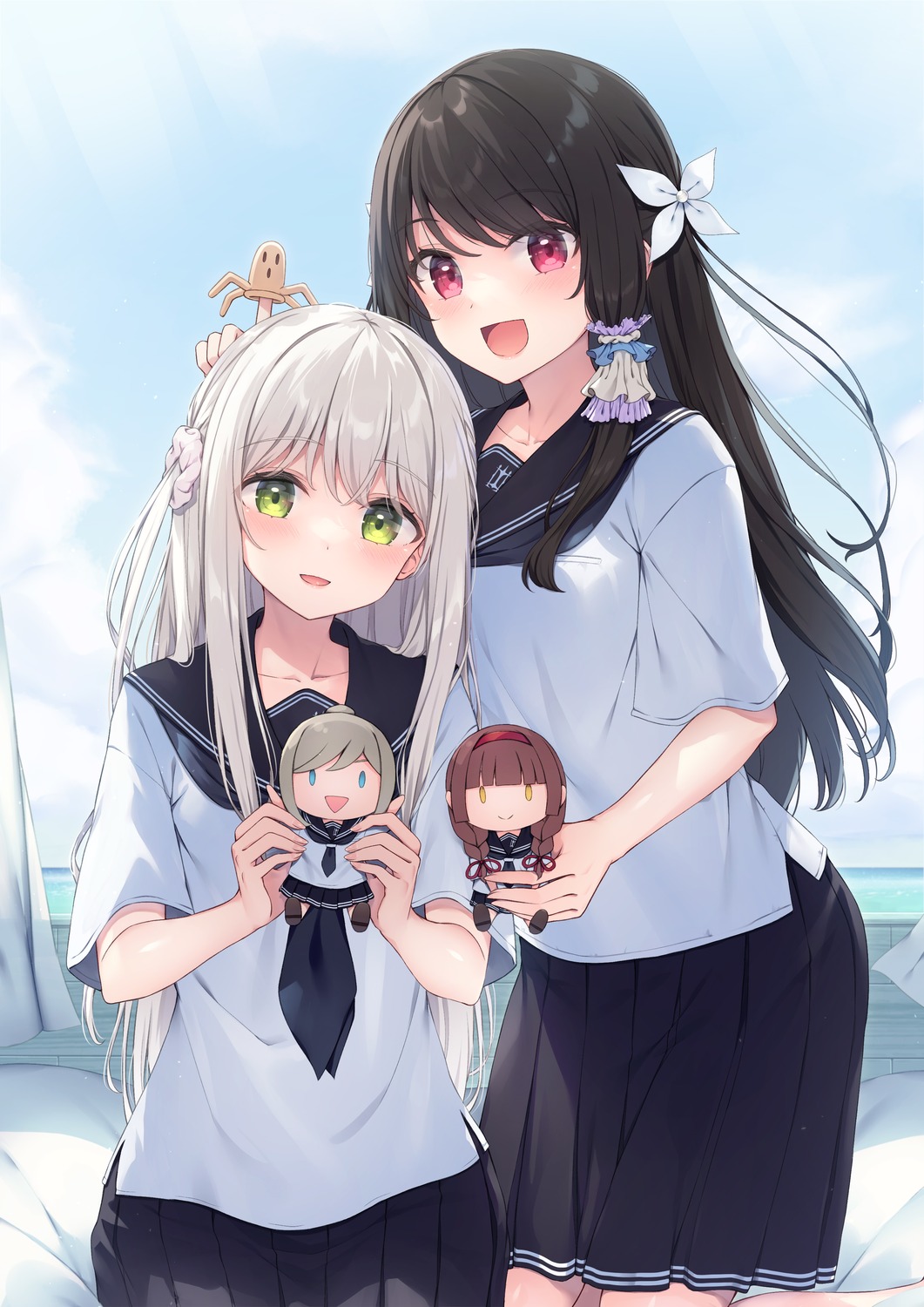 chibi, igaki_yuzu, seifuku, shiyake_mitoko, takishima_shiori, tanibayashi_kaede, tsuchikure