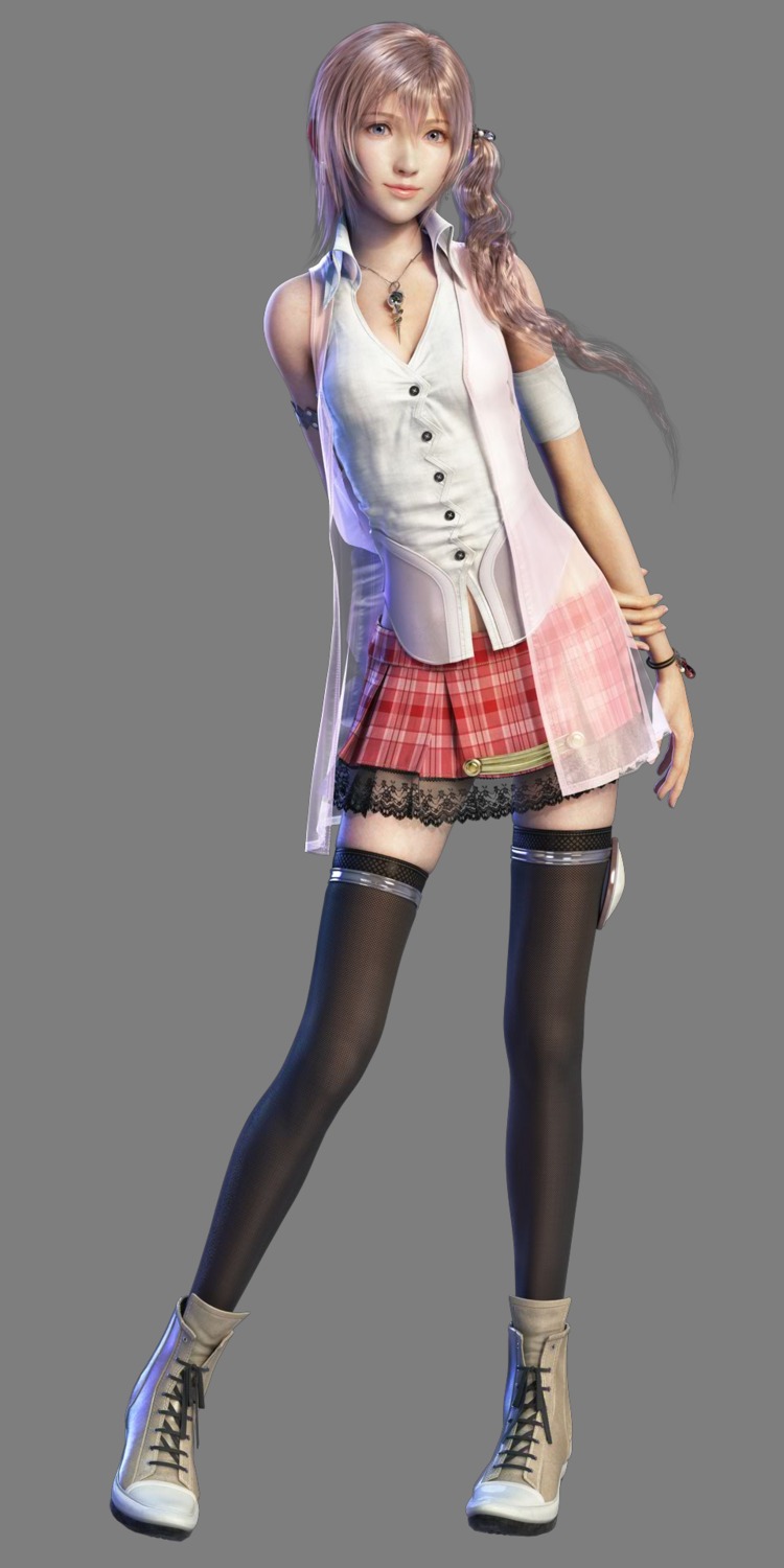 cg, final_fantasy, final_fantasy_xiii, serah_farron, square_enix, thighhighs, transparent_png