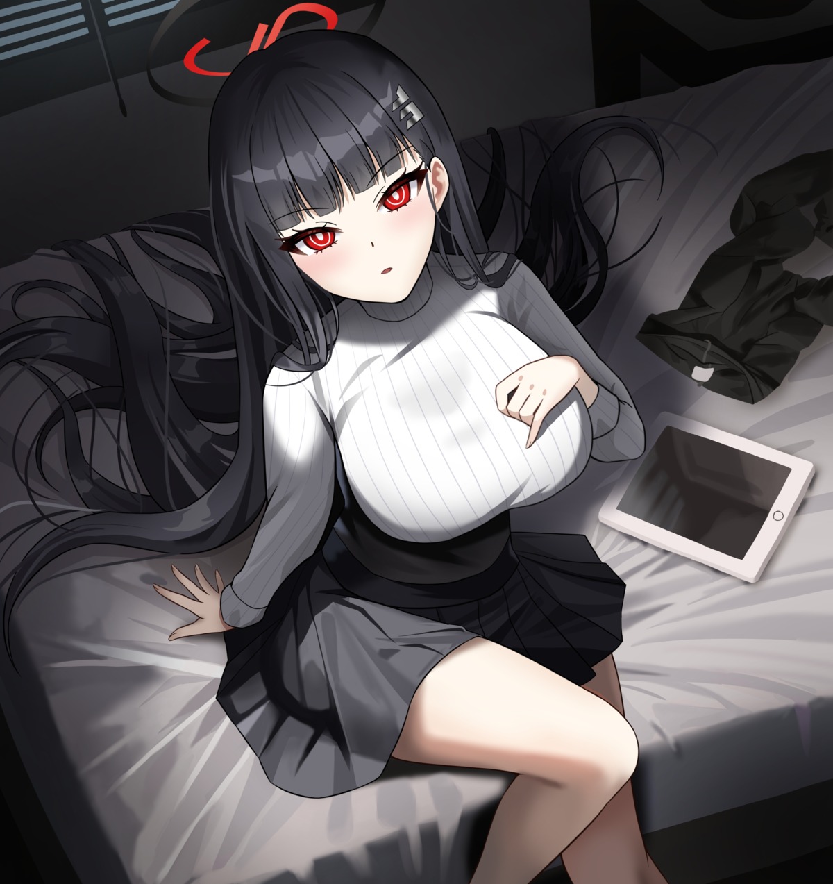 blue_archive, halo, naze236, sweater, tsukatsuki_rio