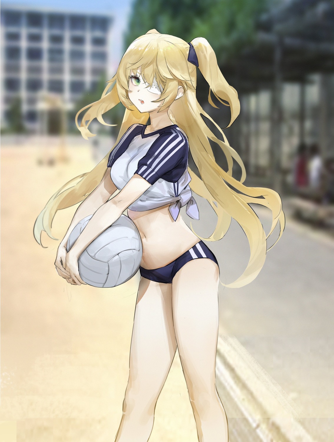 buruma, dokshuri, eyepatch, fischl, genshin_impact, gym_uniform