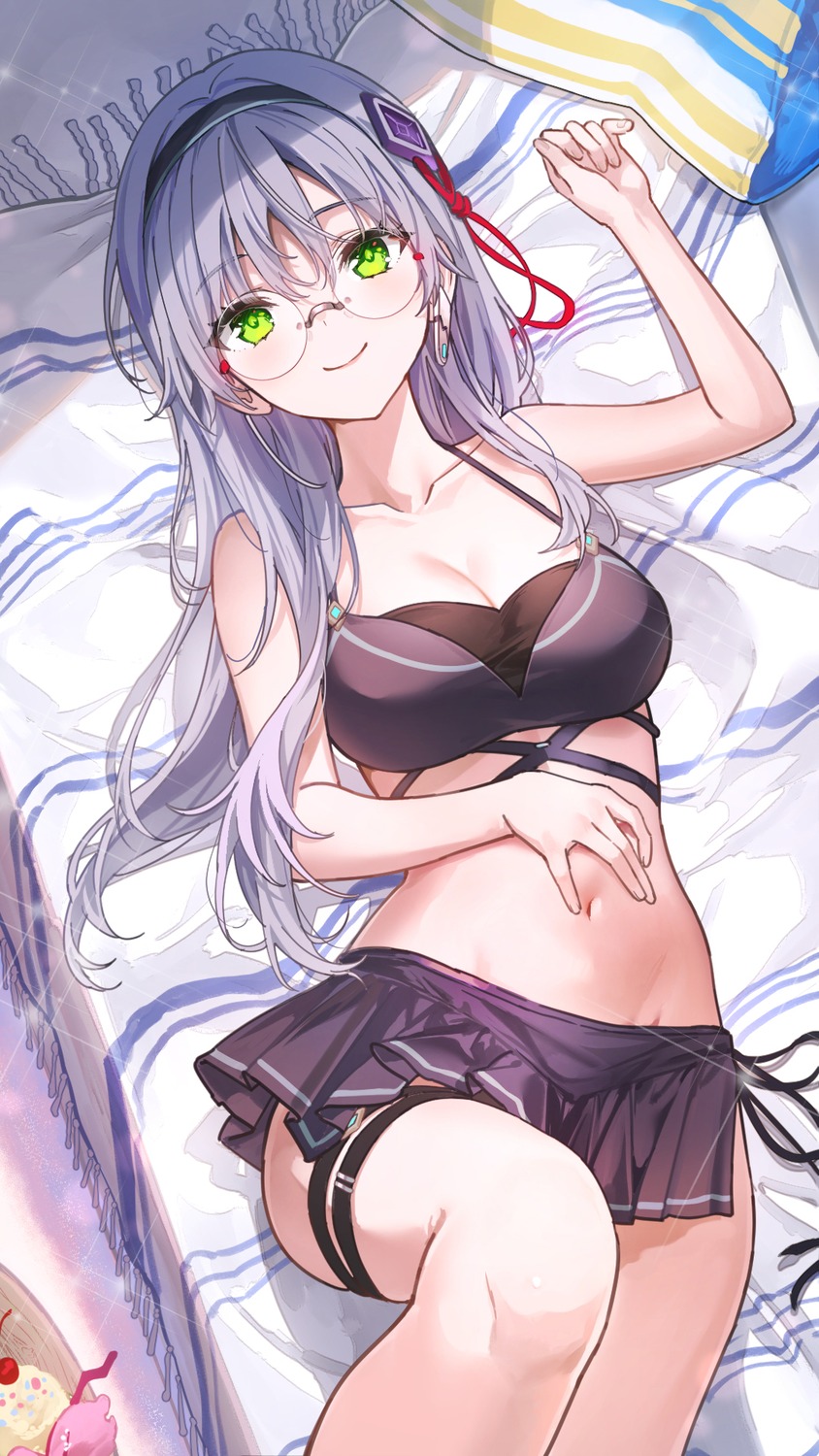 bikini, garter, heaven_burns_red, izumi_yuki, megane, ran9u, swimsuits