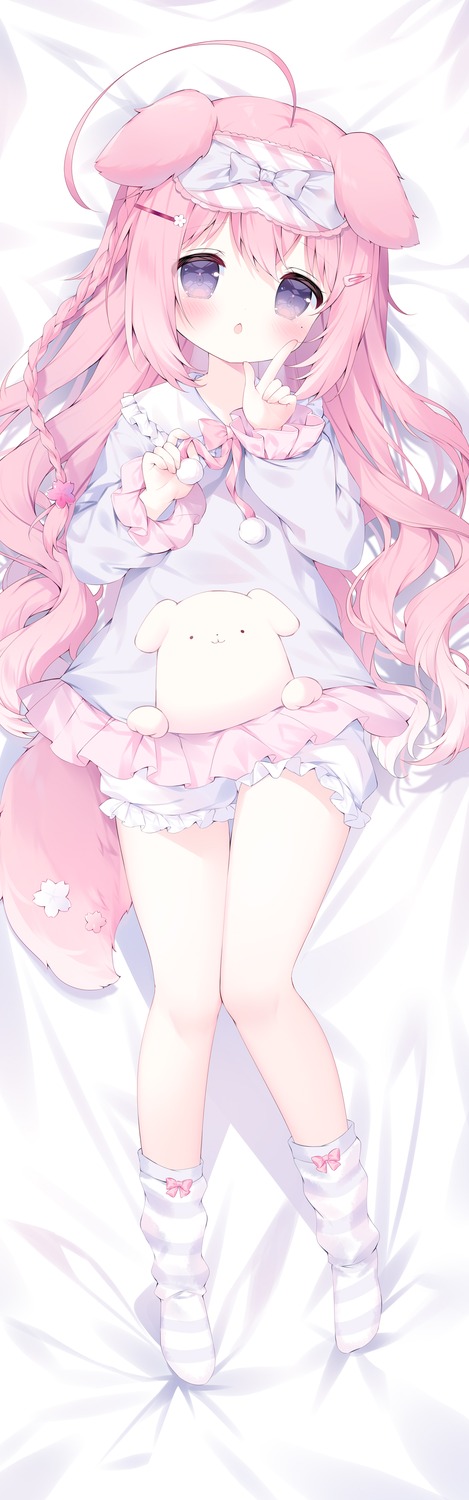 animal_ears, buruma, dakimakura, dress, inumimi, tail, tsukimi_(xiaohuasan), usaki_nono