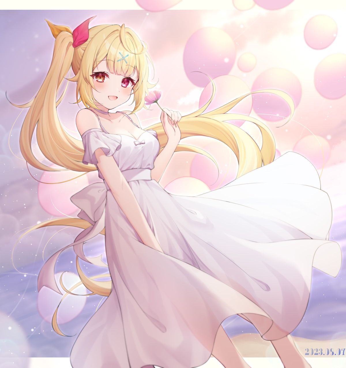 dress, heterochromia, hoshikawa_sara, nijisanji, see_through, zky_(oekaky)