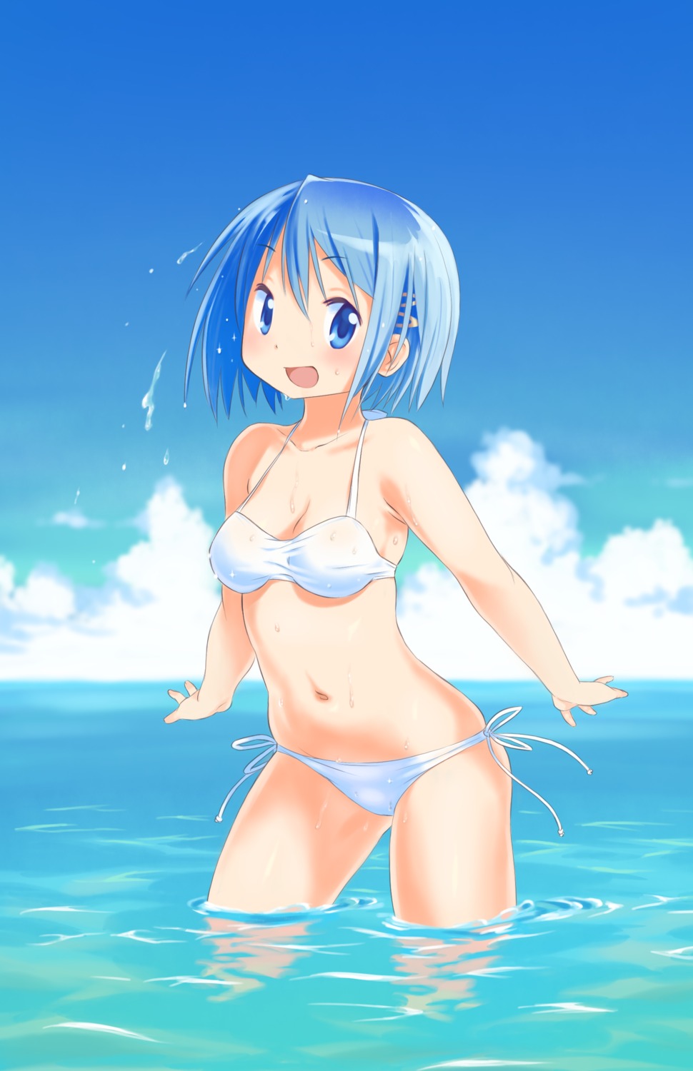 bikini, gloamy, mahou_shoujo_madoka_magica, miki_sayaka, swimsuits, wet