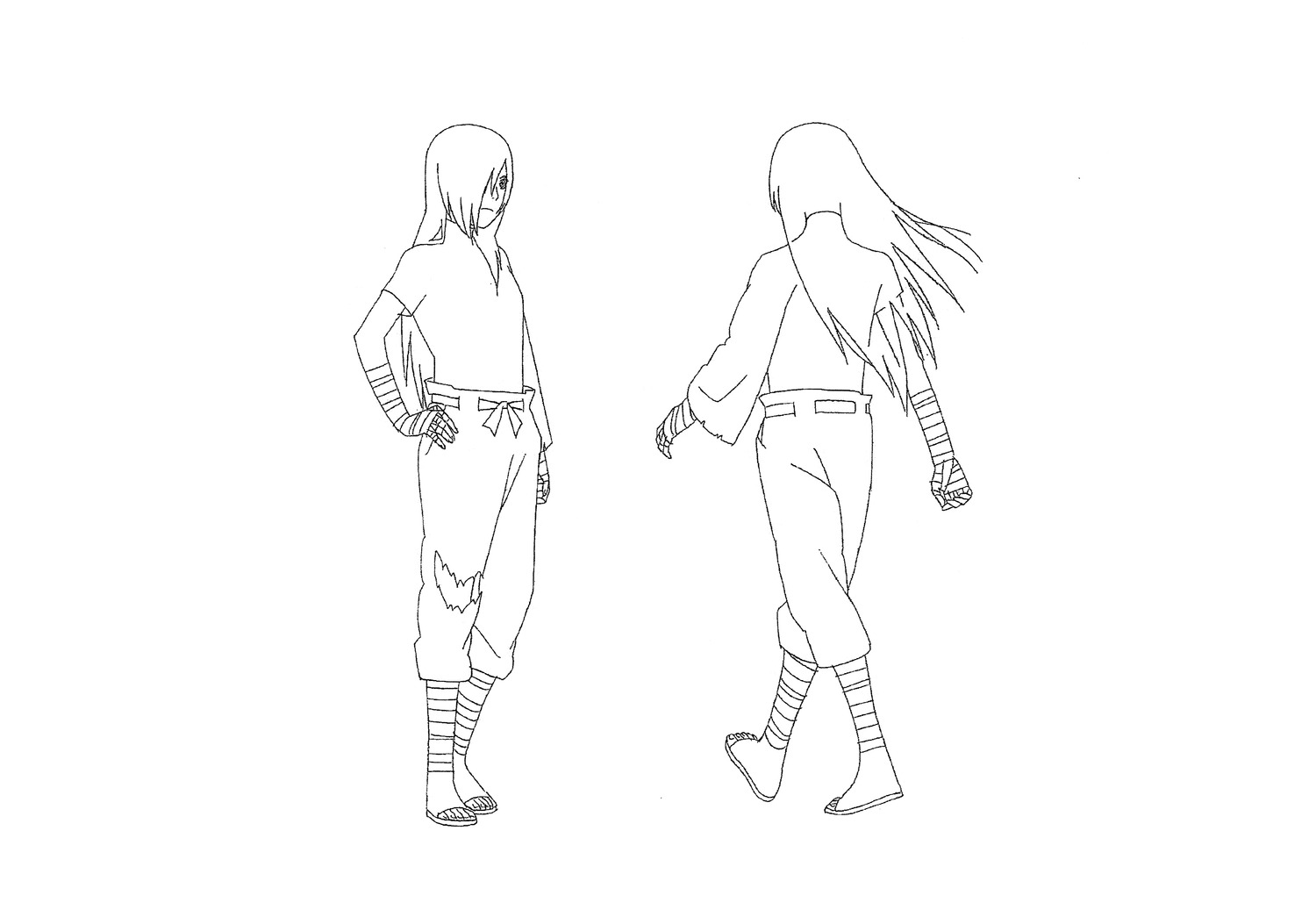 character_design, line_art, monochrome, naruto, naruto_shippuden, ninja, nishio_tetsuya, reverse_trap