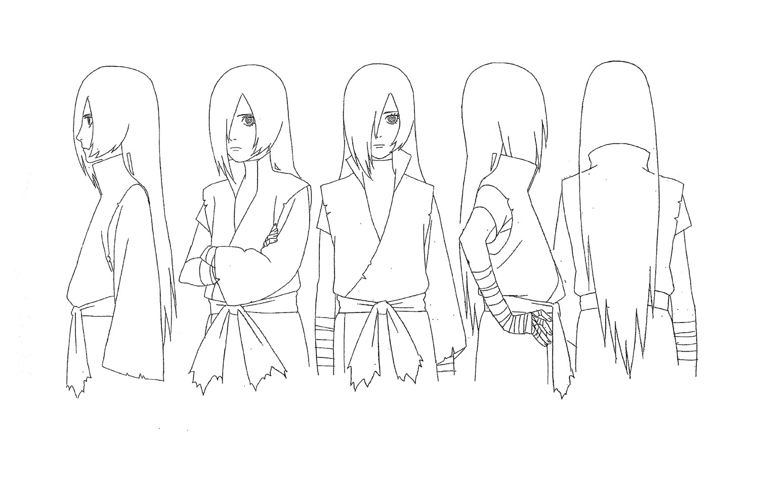 character_design, line_art, monochrome, naruto, naruto_shippuden, ninja, reverse_trap, ryuuzetsu_(naruto)