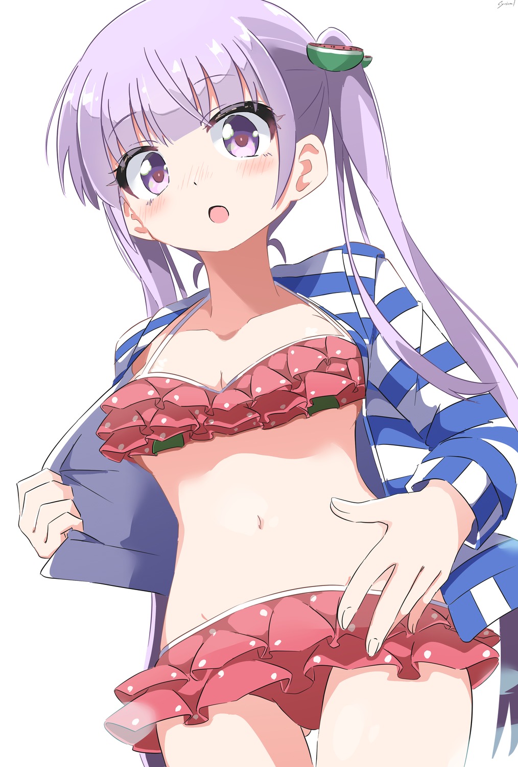 bikini, cynical_(llcbluckg_c004), new_game!, open_shirt, suzukaze_aoba, swimsuits