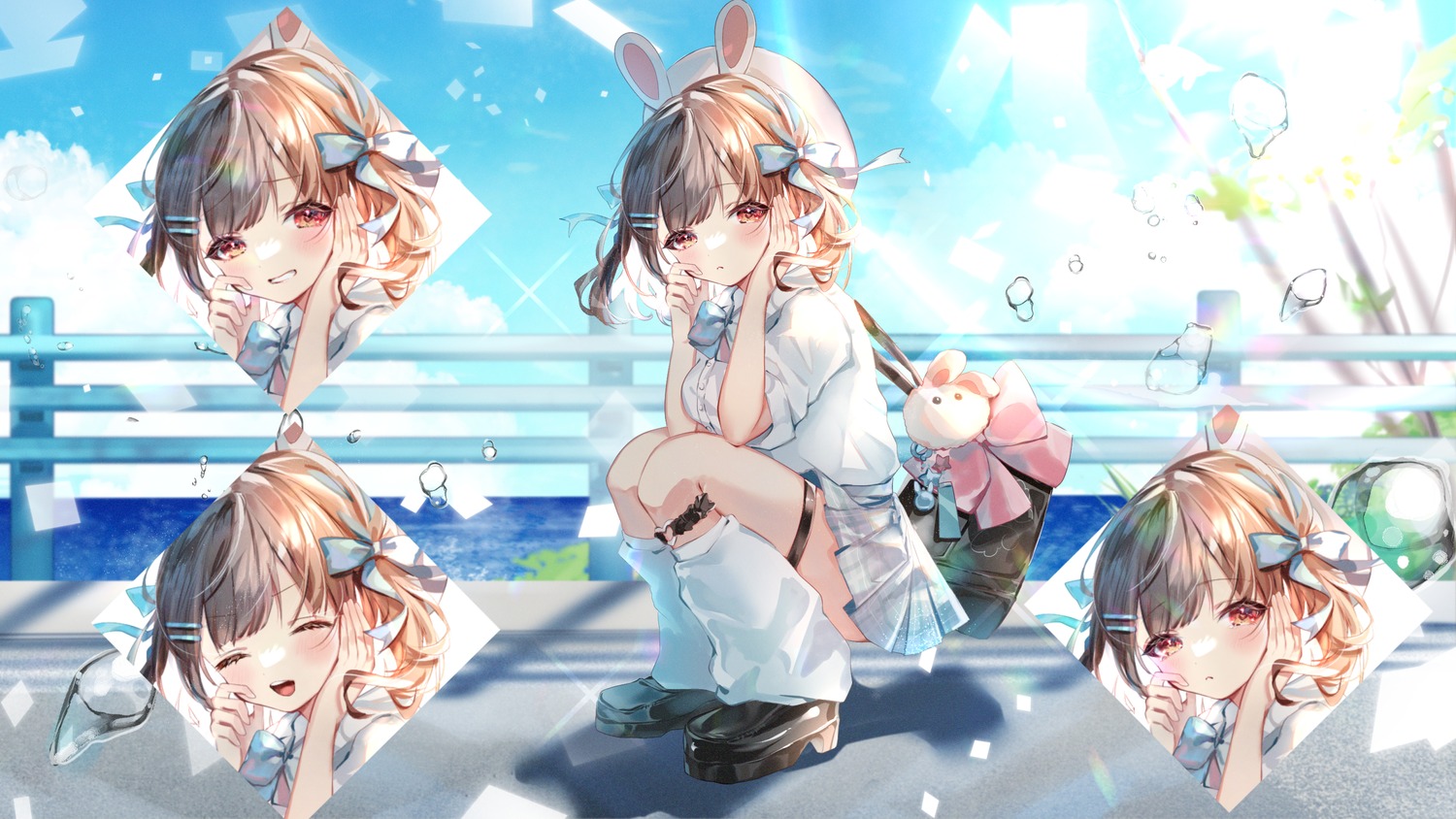 animal_ears, bunny_ears, expression, garter, momongapoketto, seifuku, wallpaper