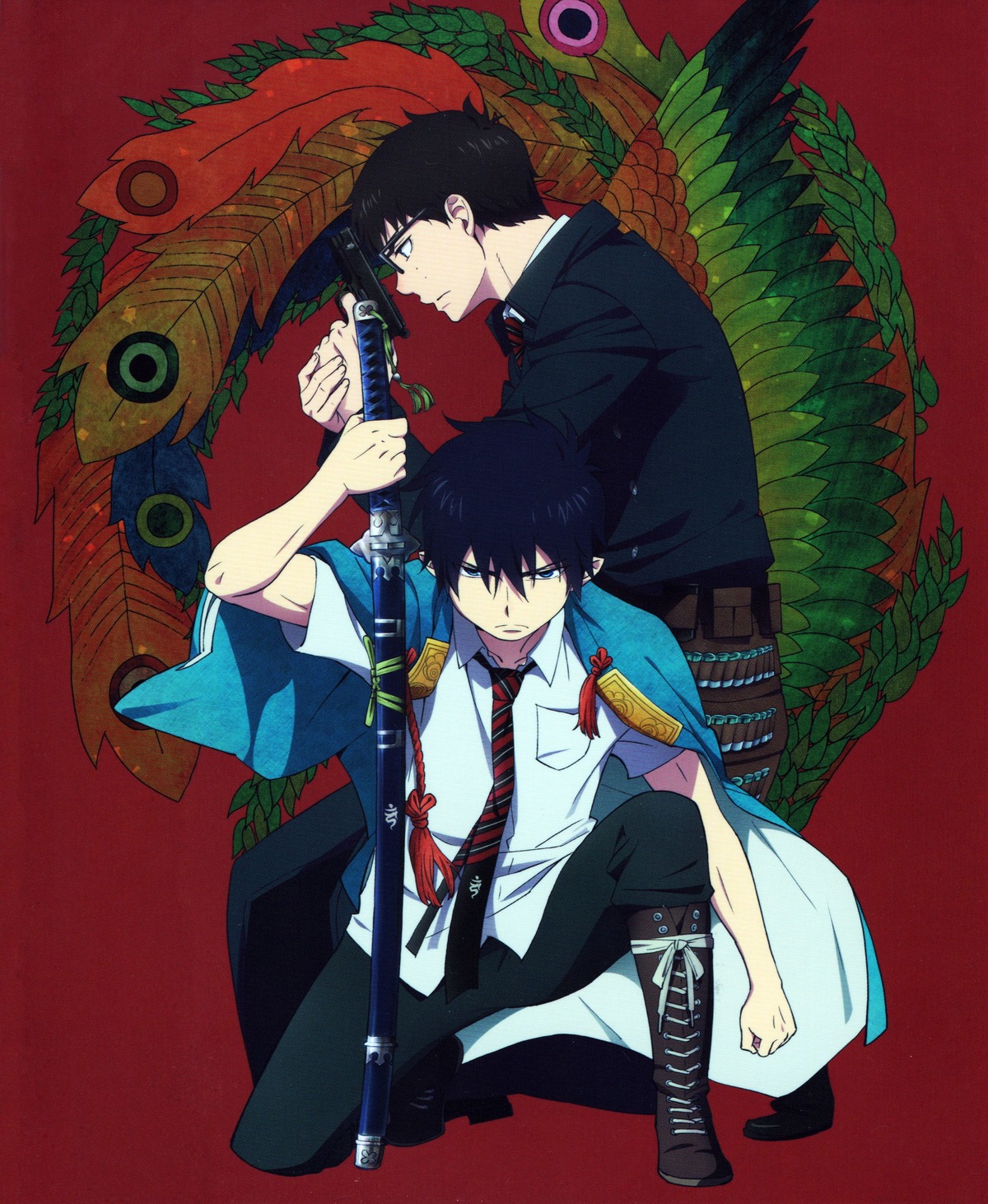 ao_no_exorcist, disc_cover, gun, male, okumura_rin, okumura_yukio, sasaki_keigo, sword