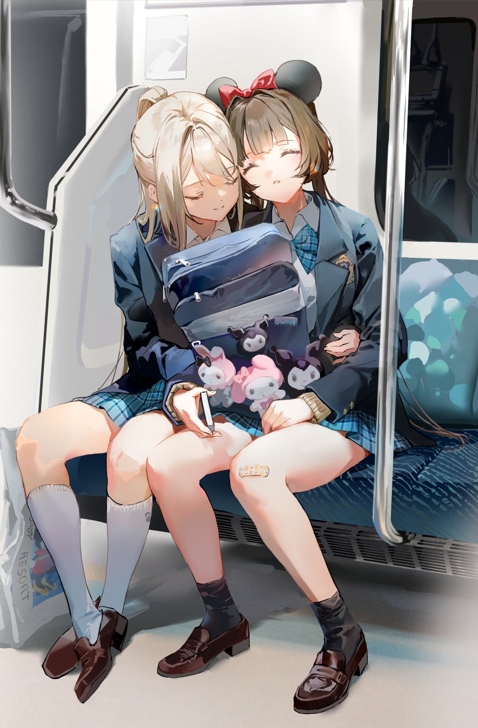 animal_ears, anmi, bandaid, seifuku, yuri