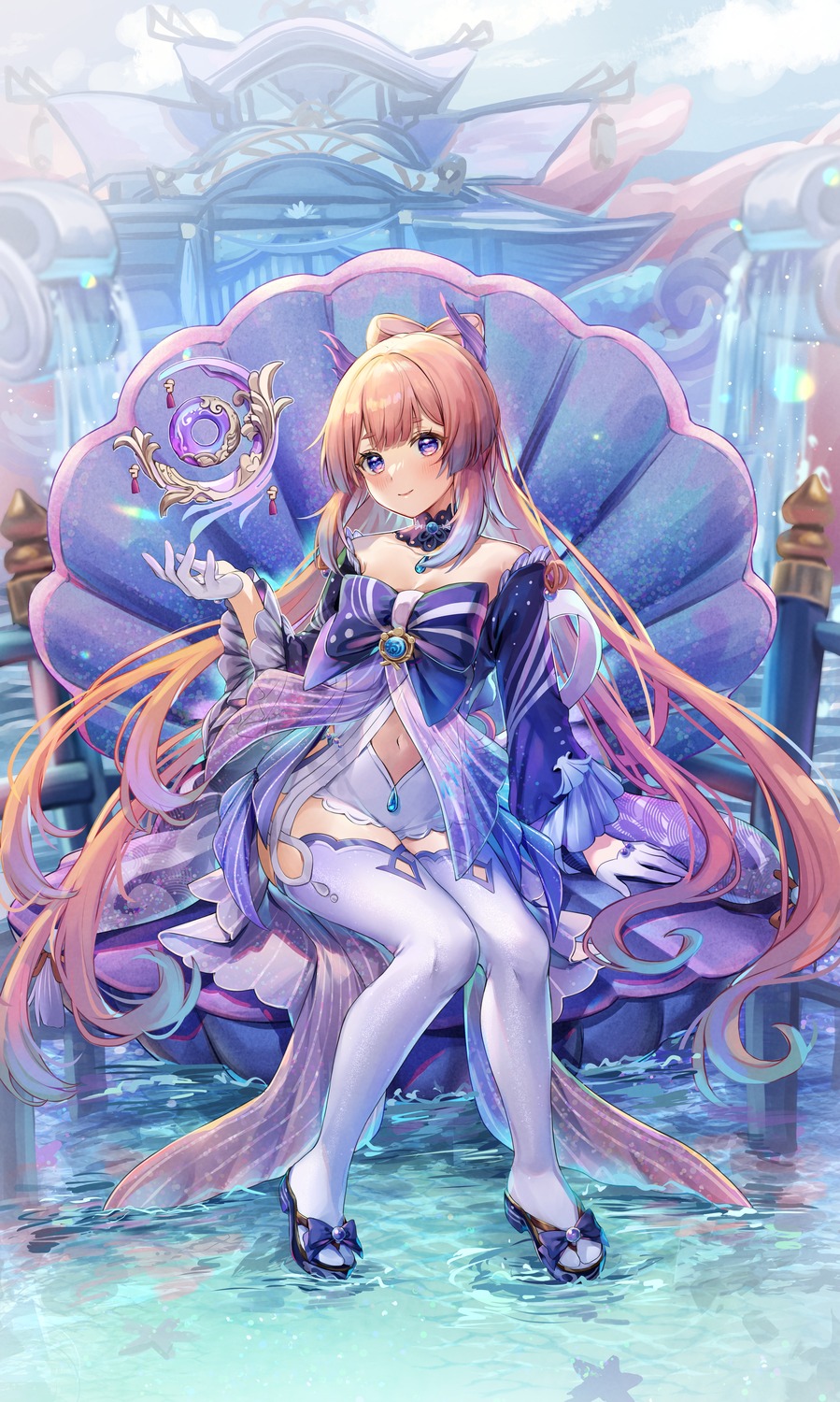 enyanyann, genshin_impact, sangonomiya_kokomi, thighhighs