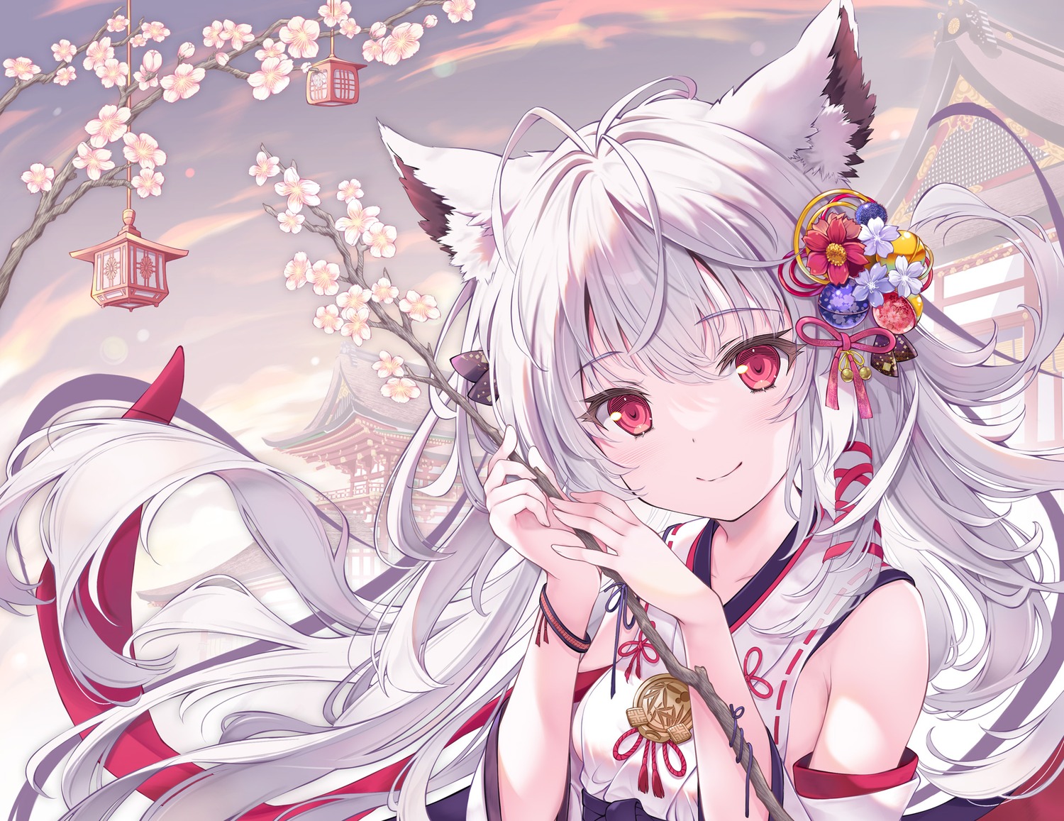 animal_ears, kitsune, miko, tenmu_shinryuusai
