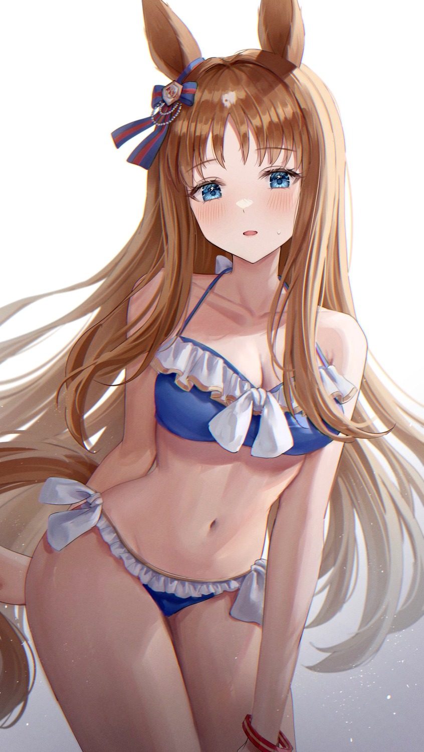 animal_ears, bikini, cleavage, grass_wonder_(umamusume), swimsuits, tail, uma_musume_pretty_derby, yoimoriyoru