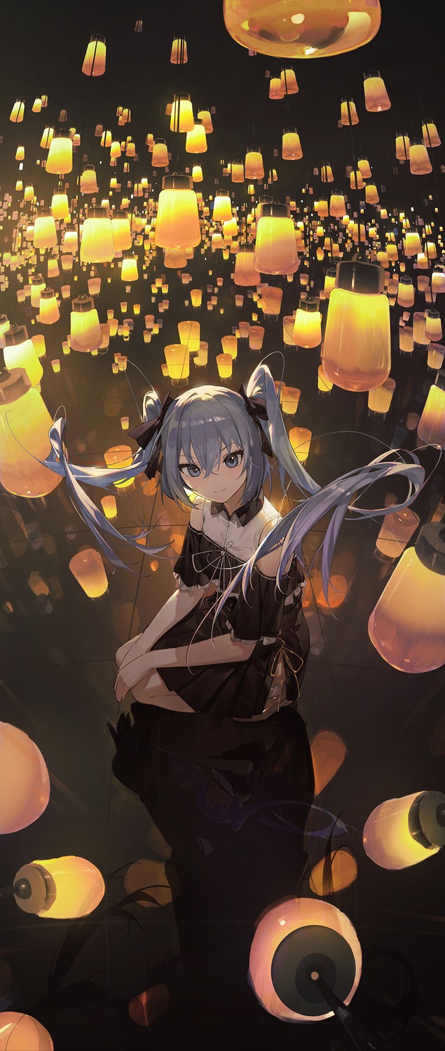 dress, hatsune_miku, kieed, landscape, vocaloid