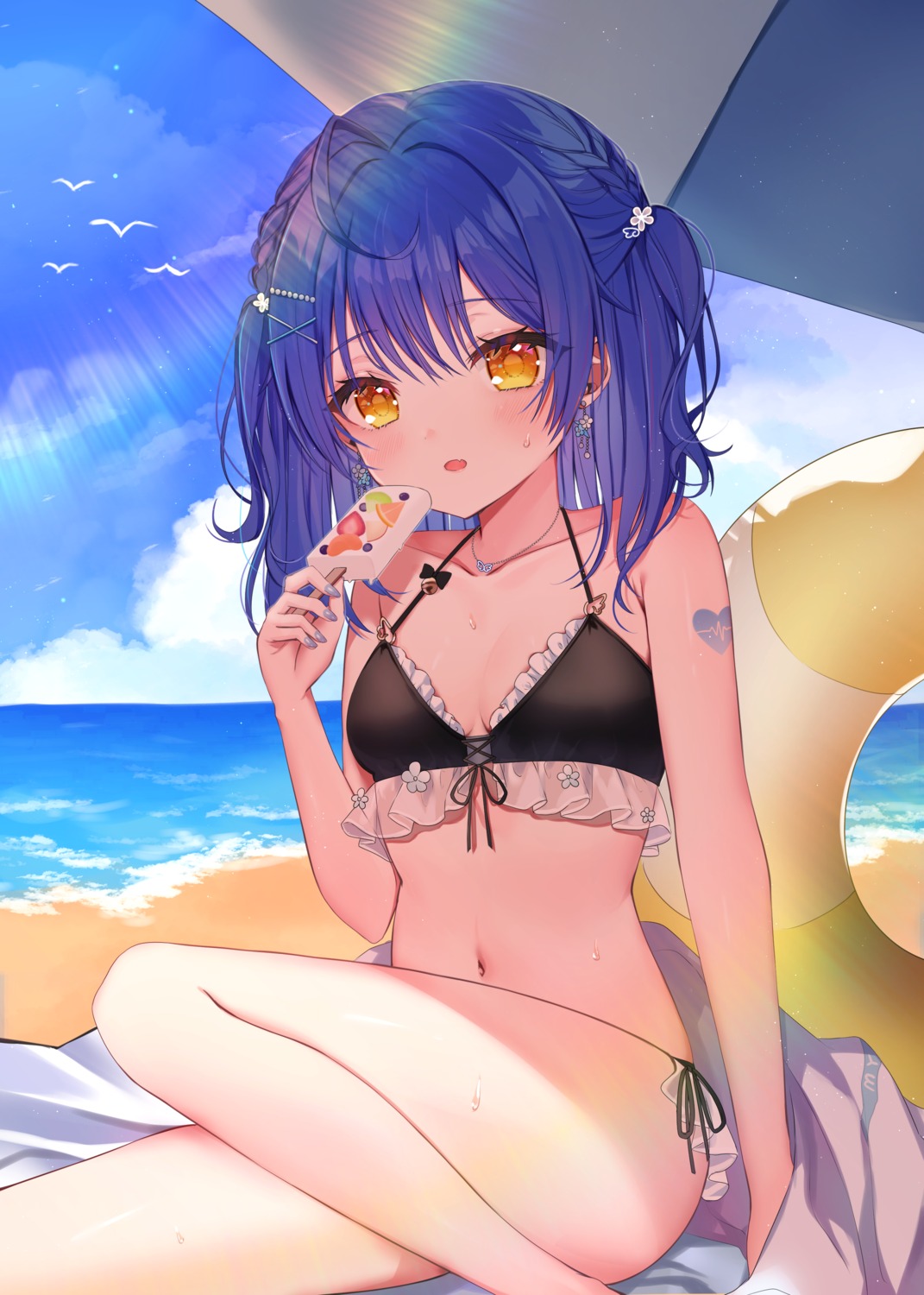amamiya_kokoro, bikini, nijisanji, see_through, swimsuits, tagme, tattoo