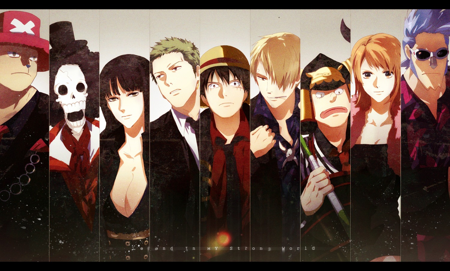 brook, cleavage, franky, monkey_d_luffy, nami, nico_robin, one_piece, roronoa_zoro