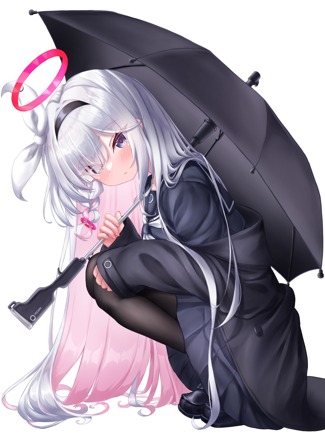 arona_(blue_archive), blue_archive, gun, halo, kuma_piv, pantyhose, plana_(blue_archive), seifuku