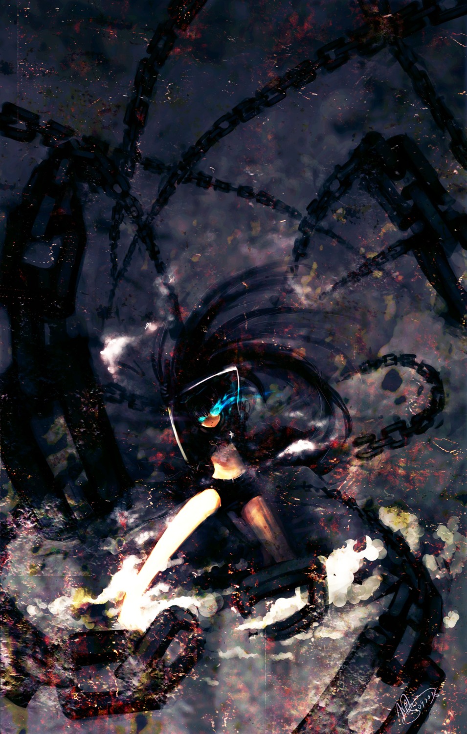 black_rock_shooter, black_rock_shooter_(character), sword, urami, vocaloid