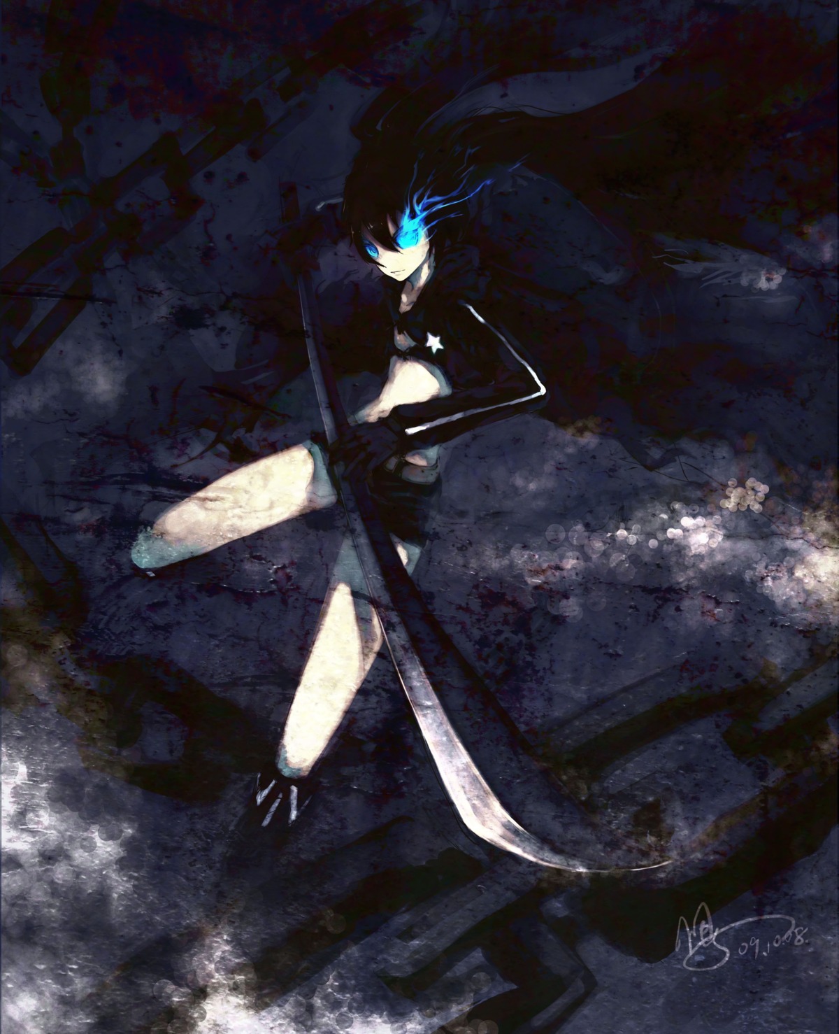black_rock_shooter, black_rock_shooter_(character), sword, urami, vocaloid