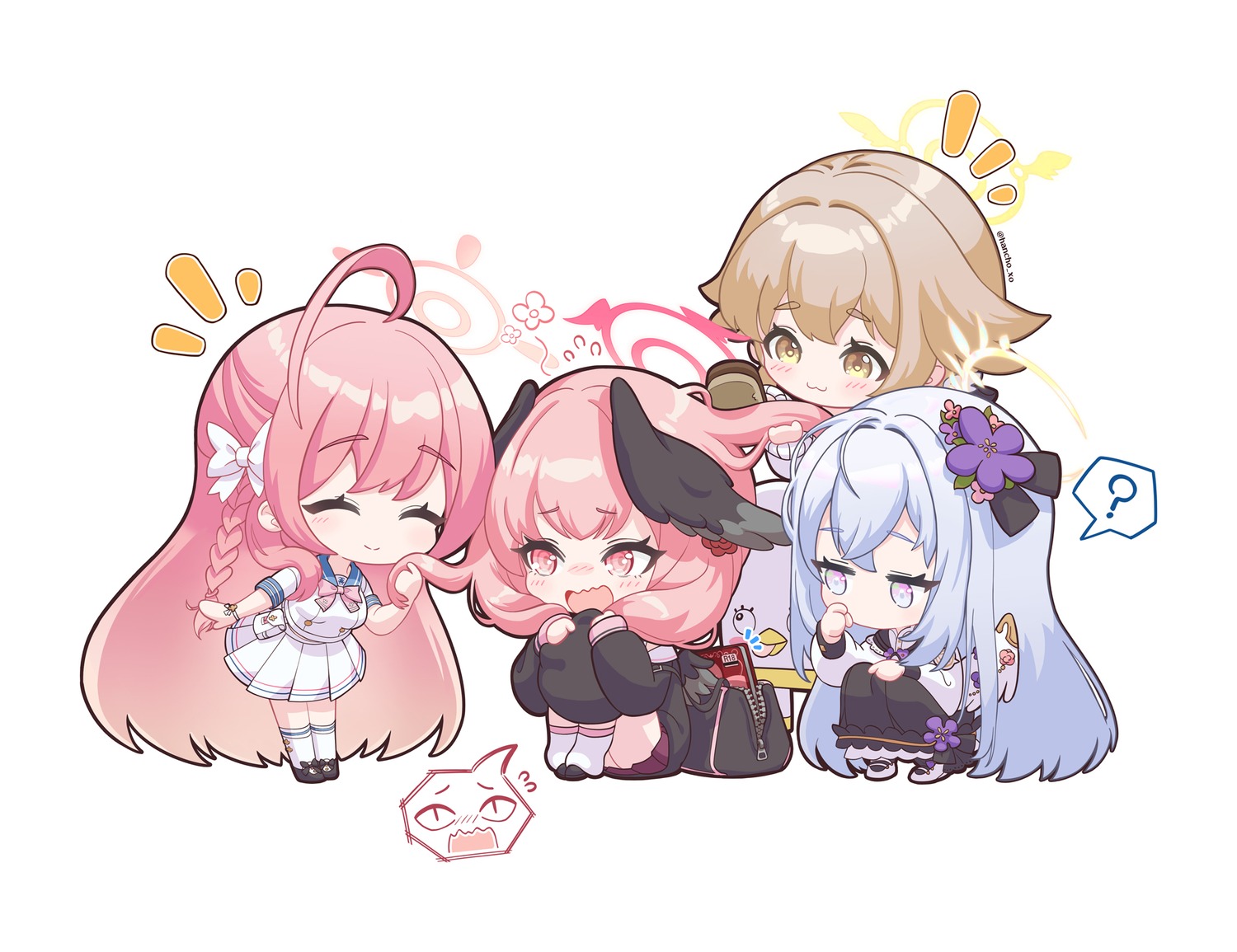 ajitani_hifumi, angel, blue_archive, chibi, halo, hancho, seifuku, shimoe_koharu