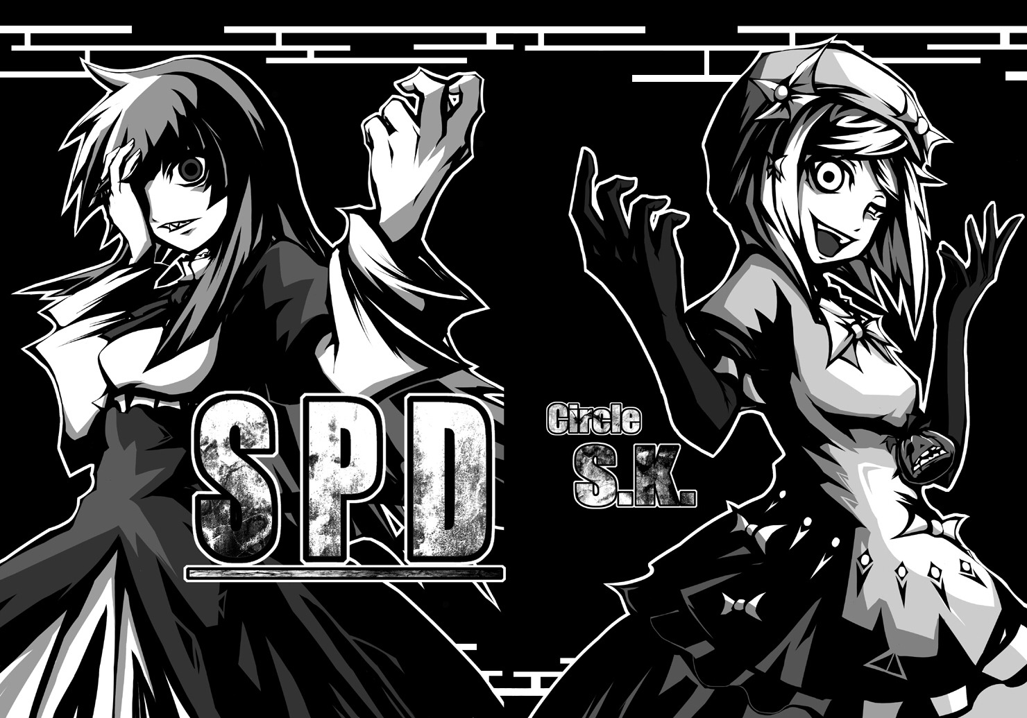 frederica_bernkastel, hamuko, lambdadelta, monochrome, umineko_no_naku_koro_ni