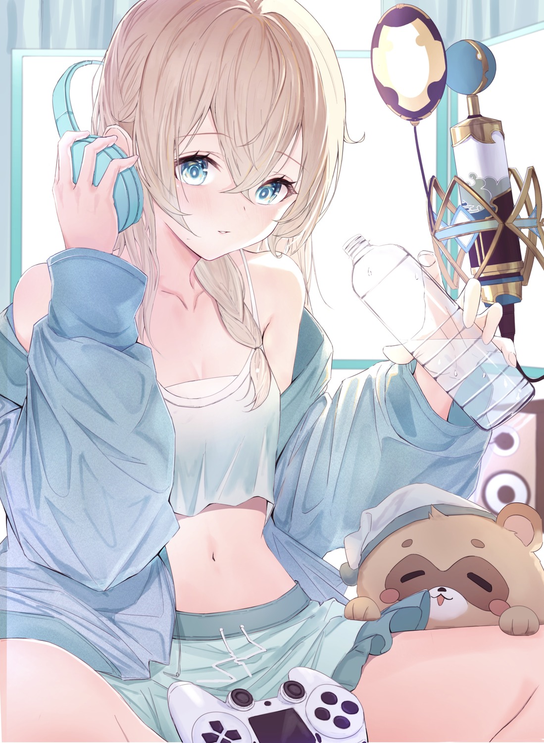headphones, hololive, kazama_iroha, lingerie, rin_(pixiv26201783)