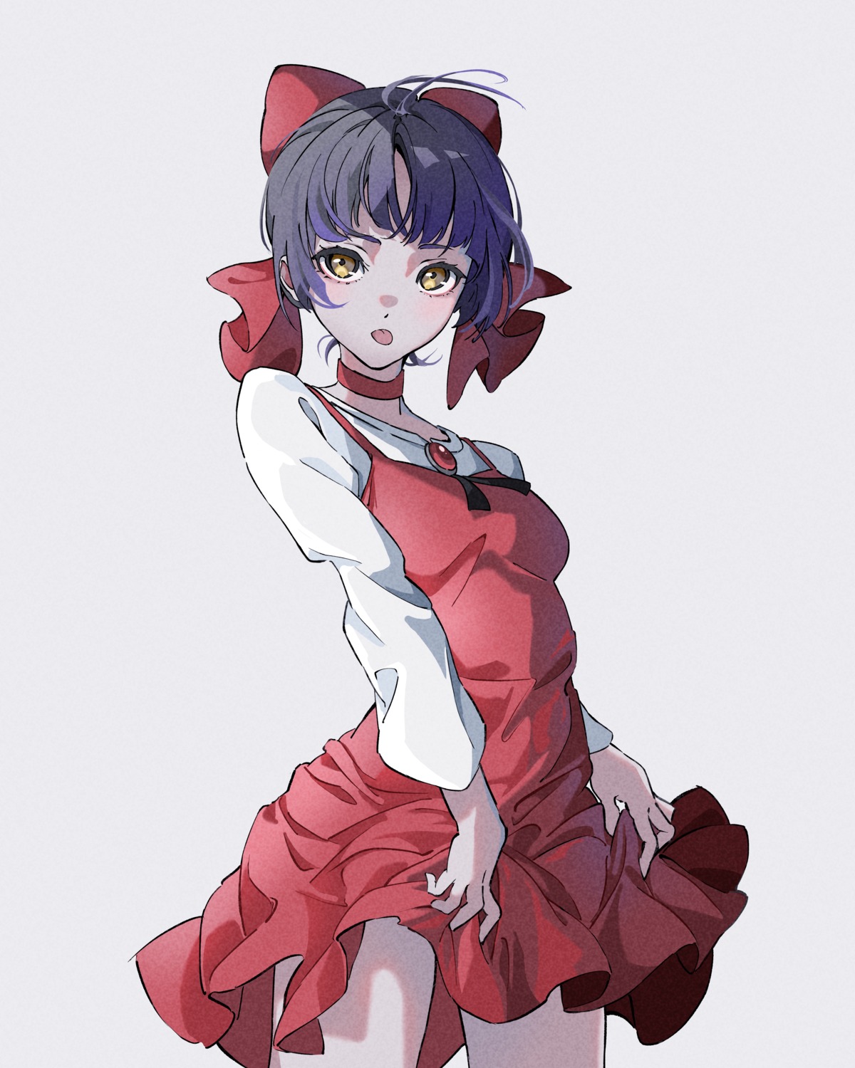dress, gegege_no_kitarou, natsume_hinako, neko_musume, pointy_ears, skirt_lift