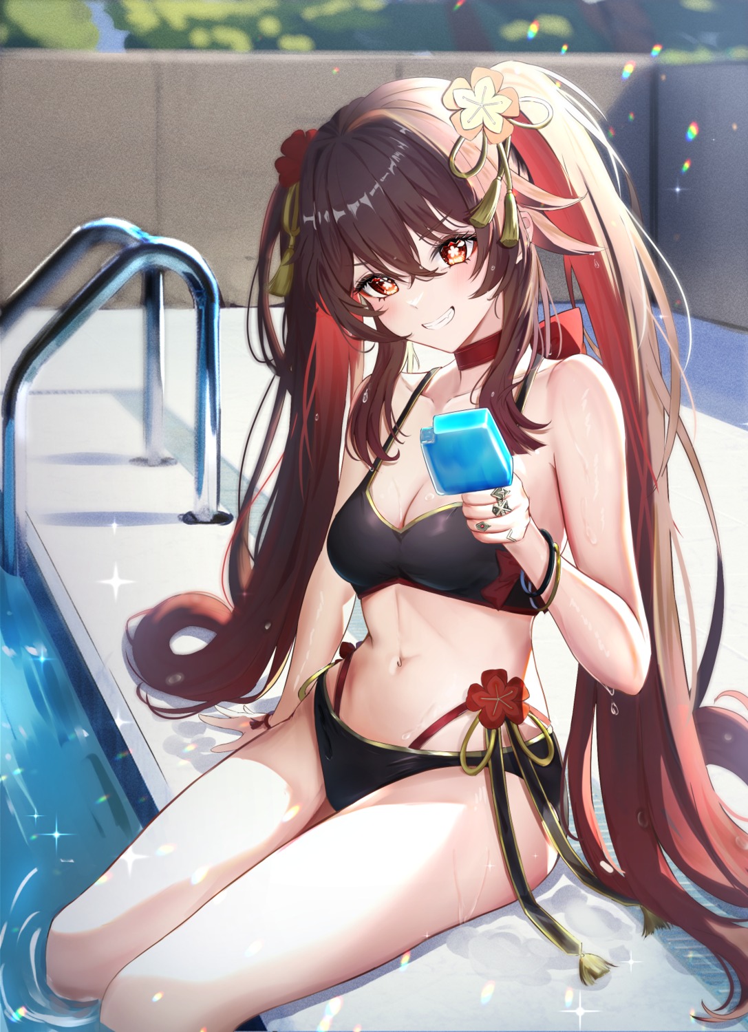 bikini, gao_kawa, genshin_impact, hu_tao, swimsuits, wet