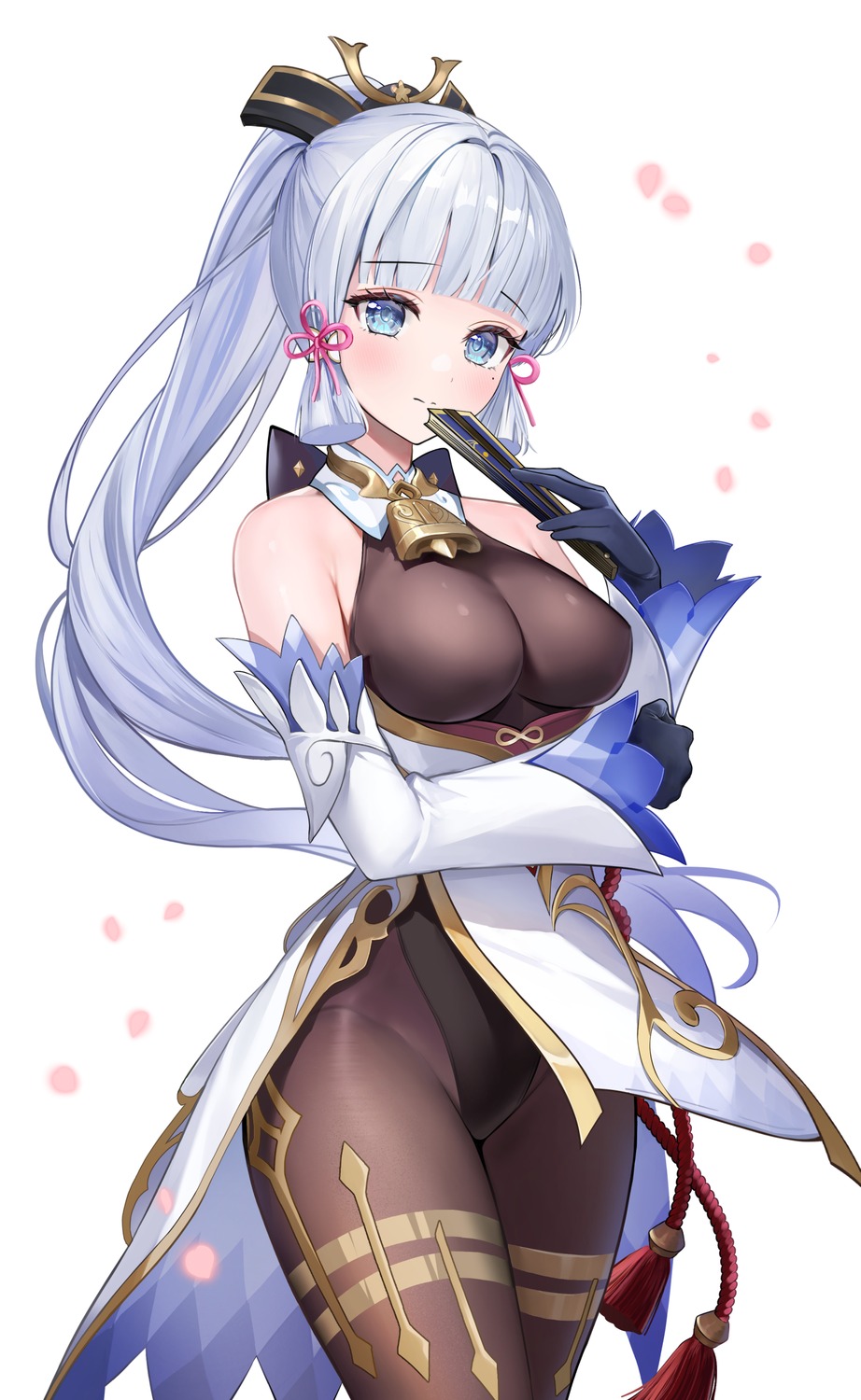 asian_clothes, cosplay, foka_(beginner), ganyu, genshin_impact, kamisato_ayaka, leotard, pantyhose