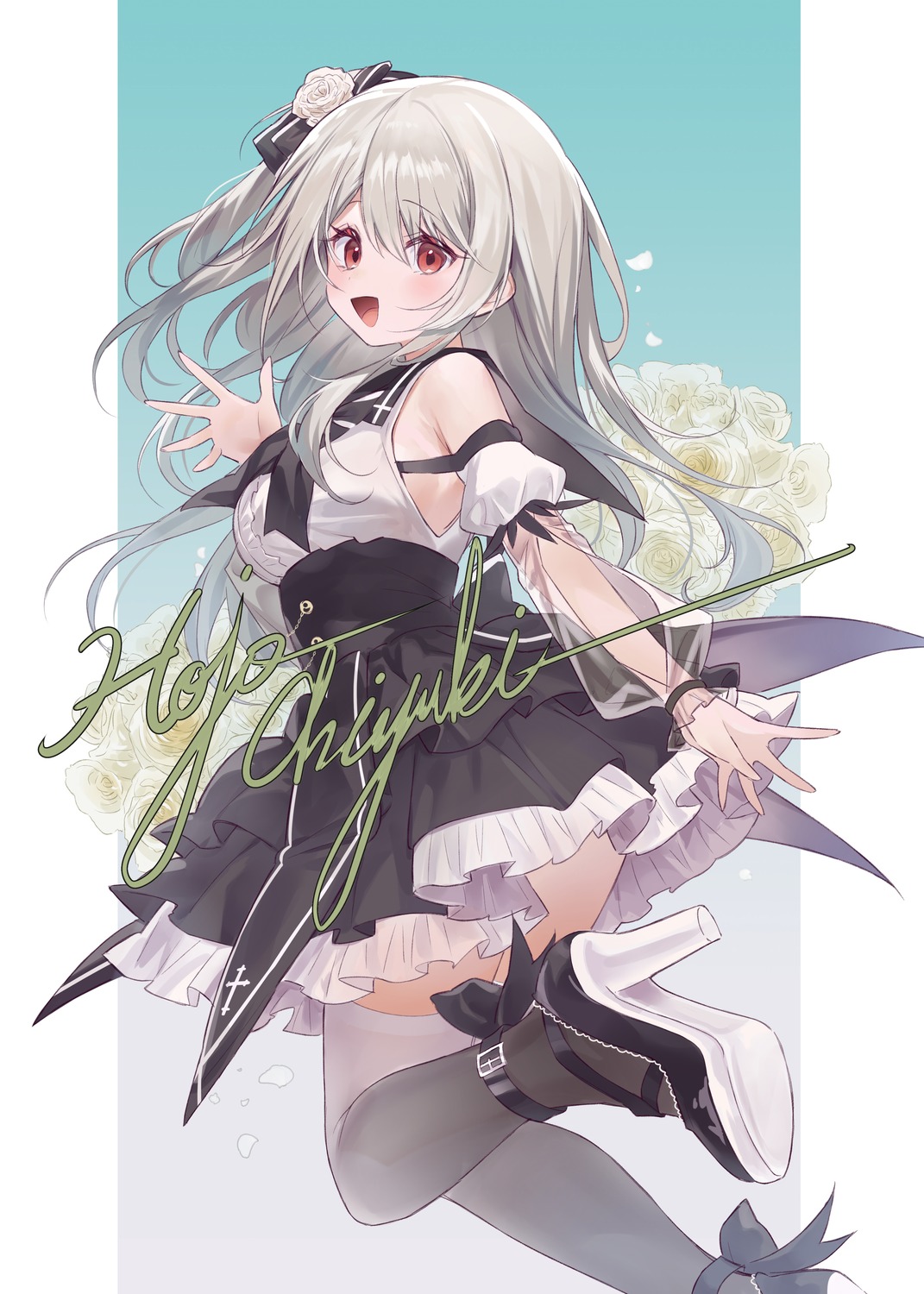 chiyuki, heels, lolita_fashion, skirt_lift, thighhighs