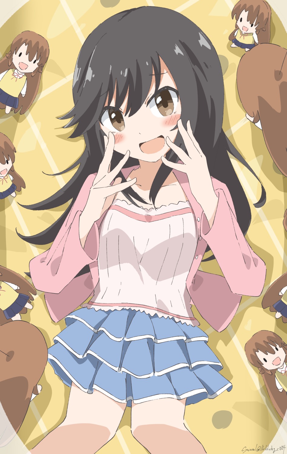 chibi, cynical_(llcbluckg_c004), ichijou_hotaru, koshigaya_komari, non_non_biyori, seifuku, sweater