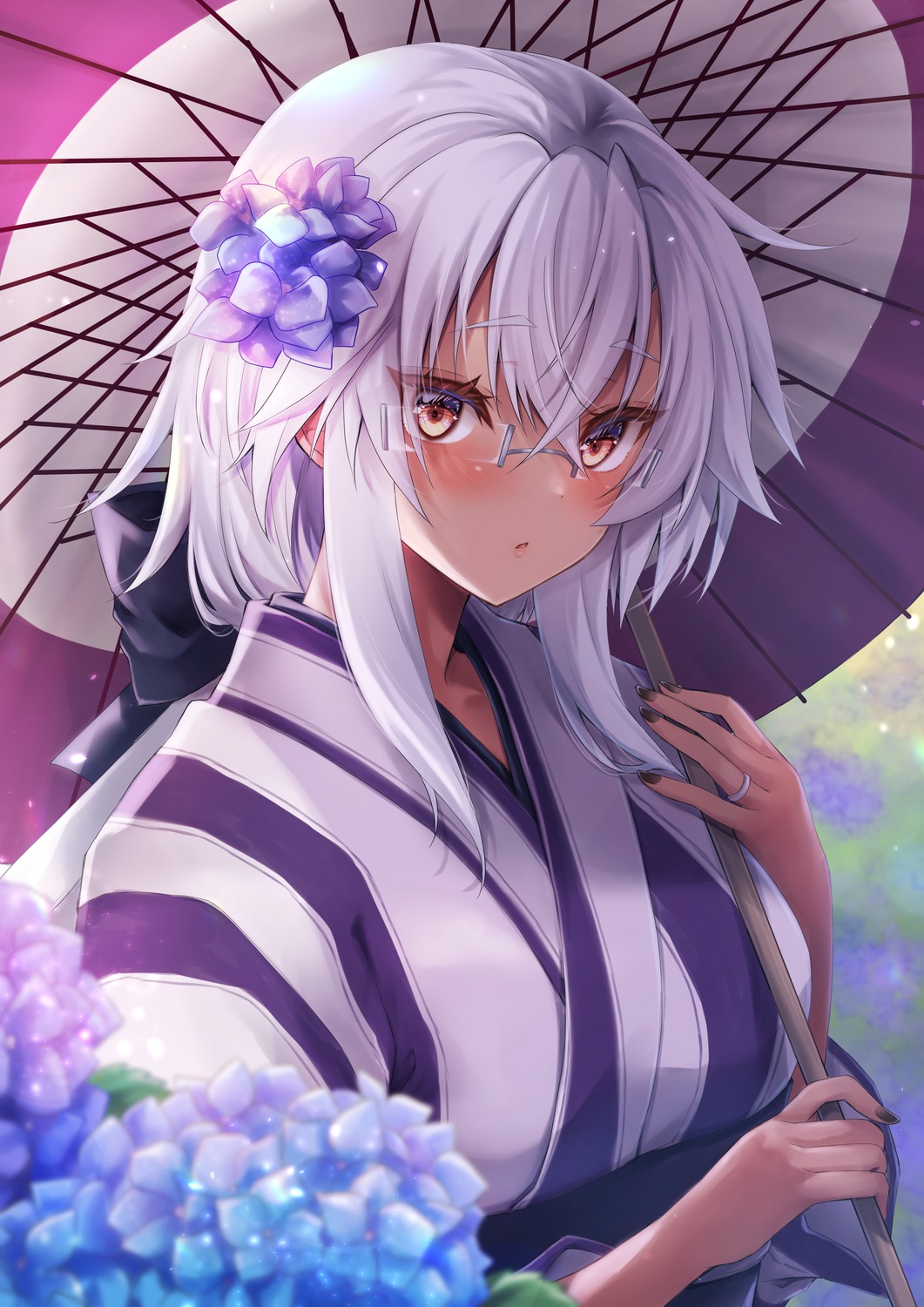 japanese_clothes, kantai_collection, mashiro_yukiya, megane, musashi_(kancolle), umbrella