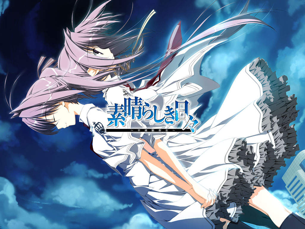 dress, kagome, keroq, subarashiki_hibi, thighhighs, wakatsuki_kagami, wakatsuki_tsukasa, wallpaper