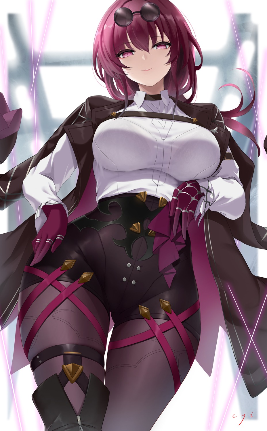 cyicheng, garter, honkai:_star_rail, kafka_(honkai:_star_rail), megane, pantyhose