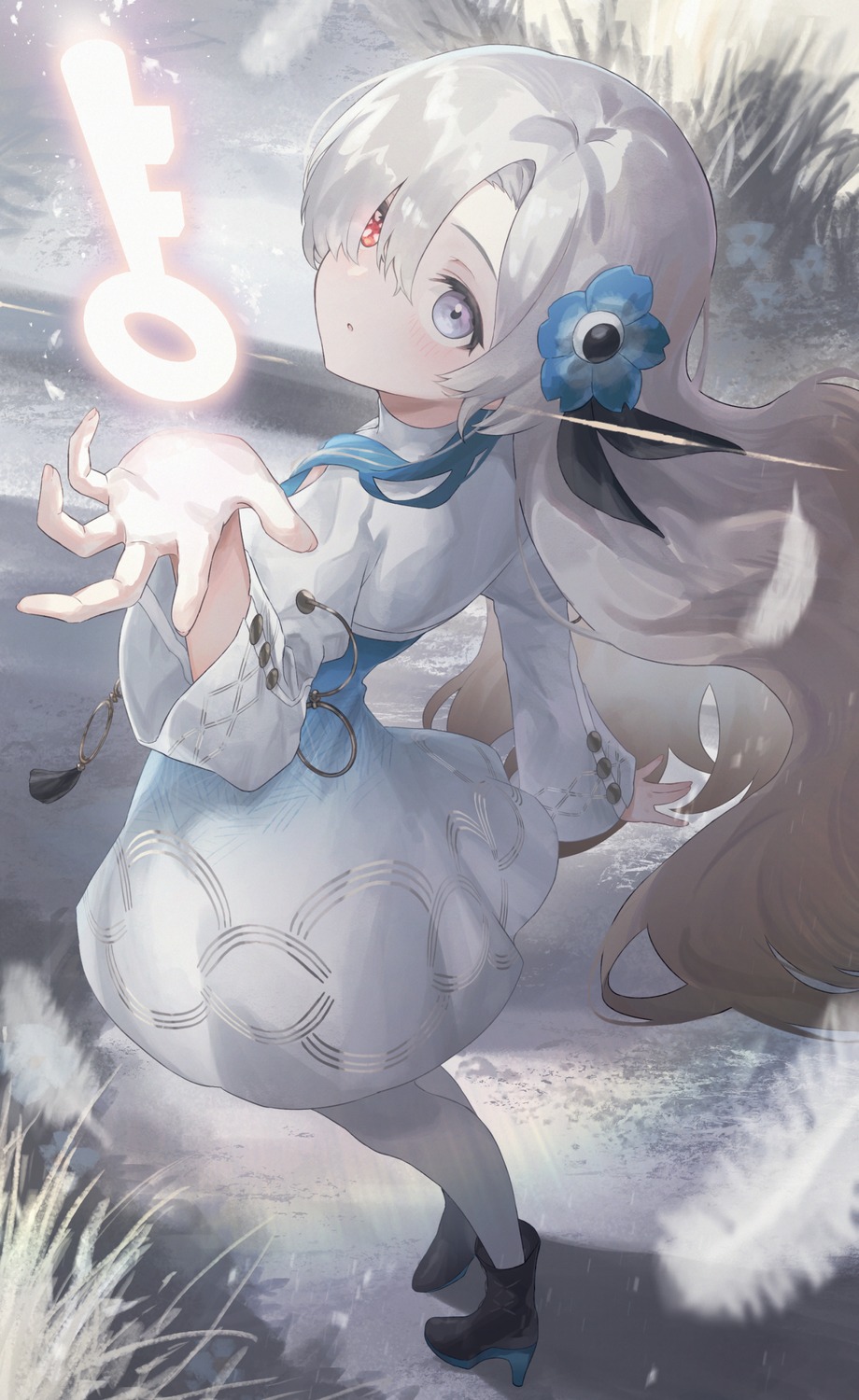 dress, heels, heterochromia, isekai_joucho, kamitsubaki_studio, rice_(okome_no_naru_ki)