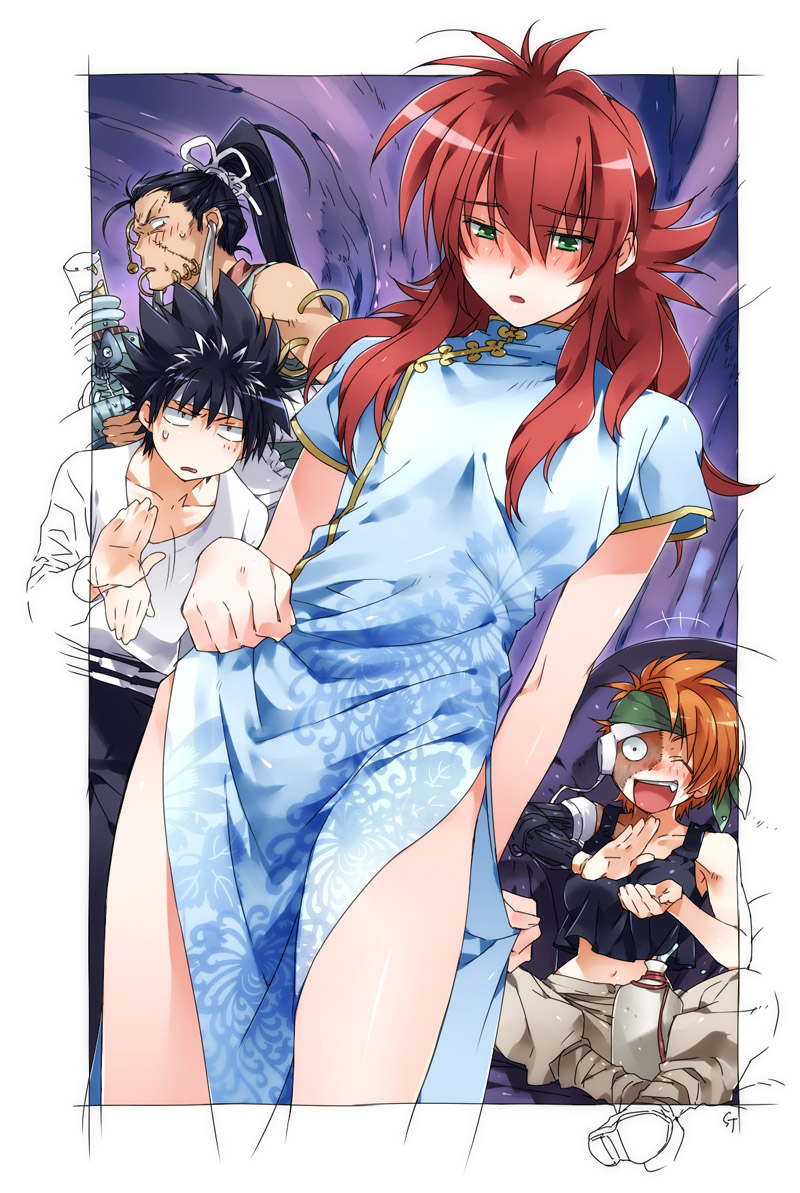 chinadress, crossdress, hiei, kurama, male, mukuro, shigure_(yuu_yuu_hakusho), toujou_sakana, trap, yuu_yuu_hakusho