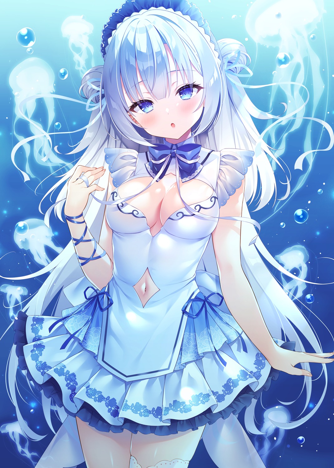 dress, nanohana_kohina, no_bra, thighhighs