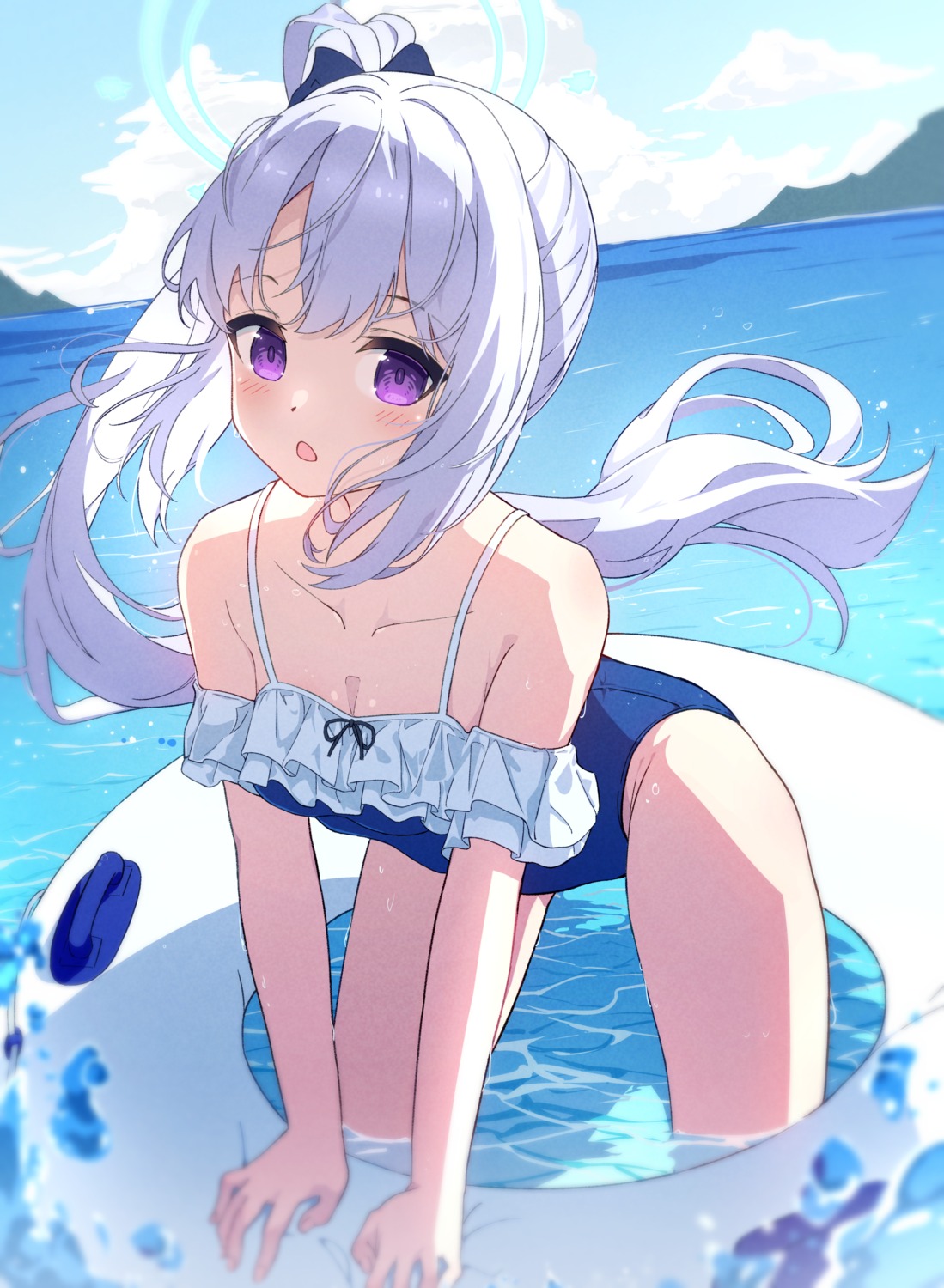 blue_archive, halo, seero, swimsuits, tsukiyuki_miyako, wet