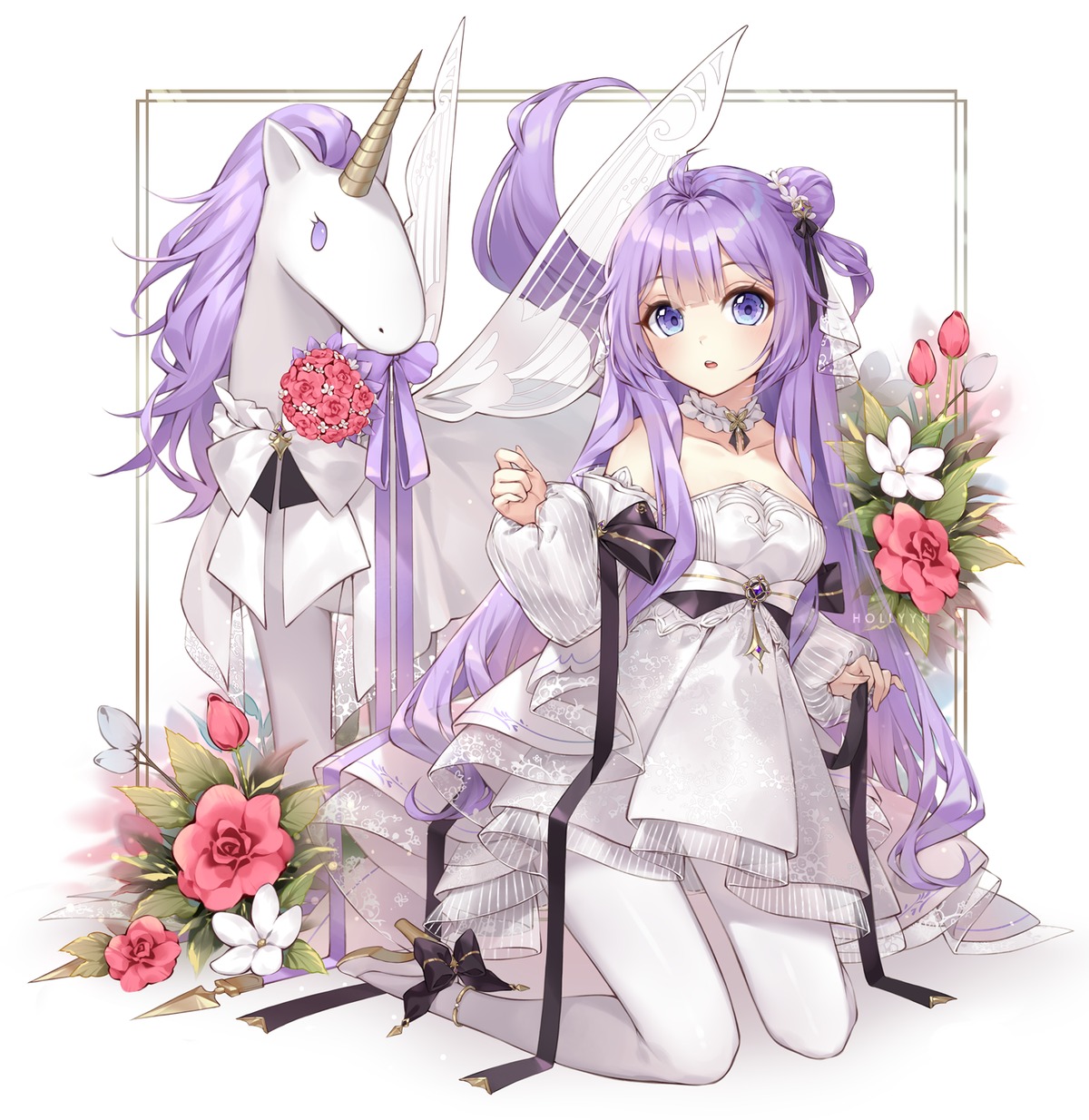 azur_lane, dress, heels, hollyyn, no_bra, pantyhose, see_through, unicorn_(azur_lane)