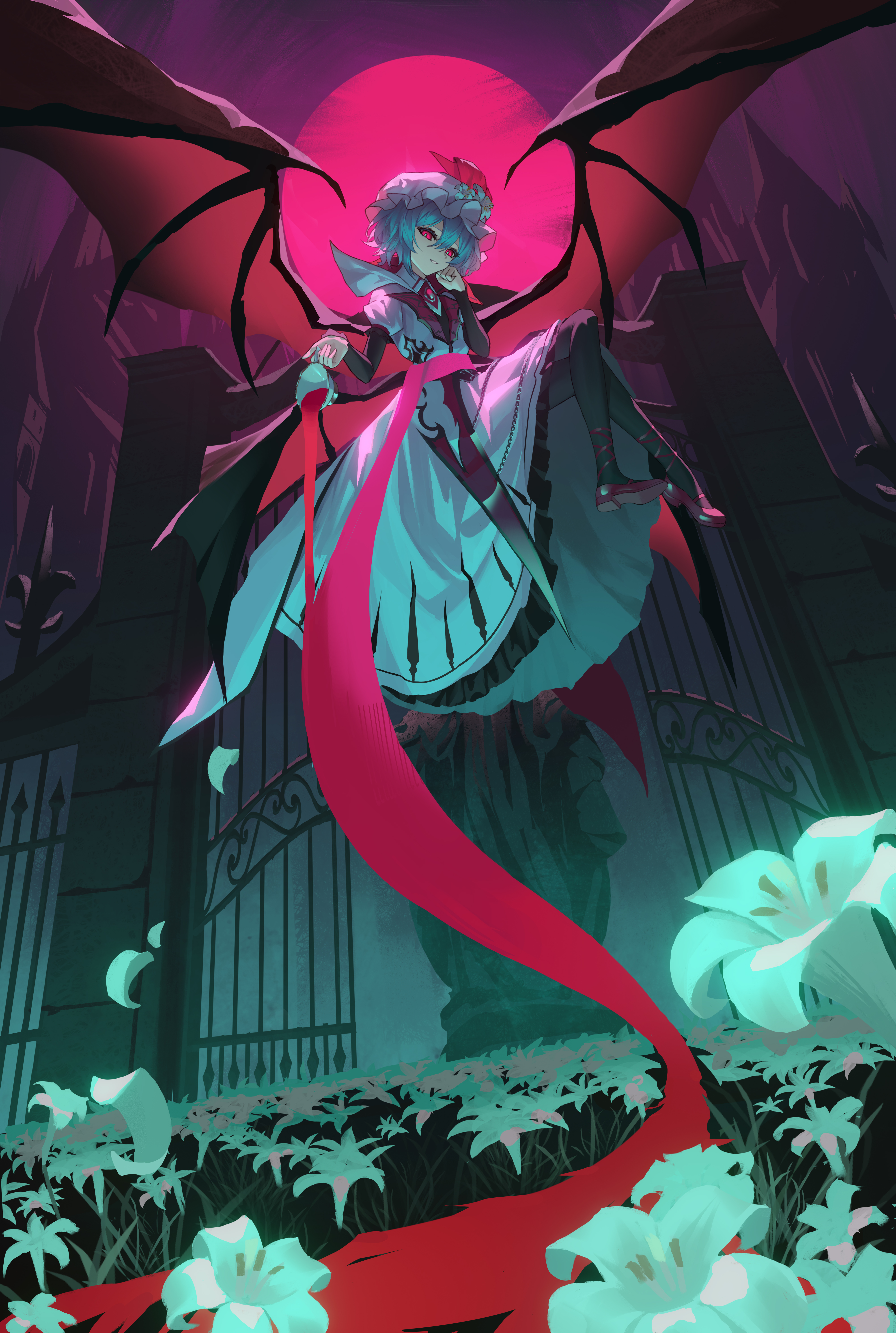 dress, iranon_(new_iranon), pantyhose, remilia_scarlet, touhou, wings