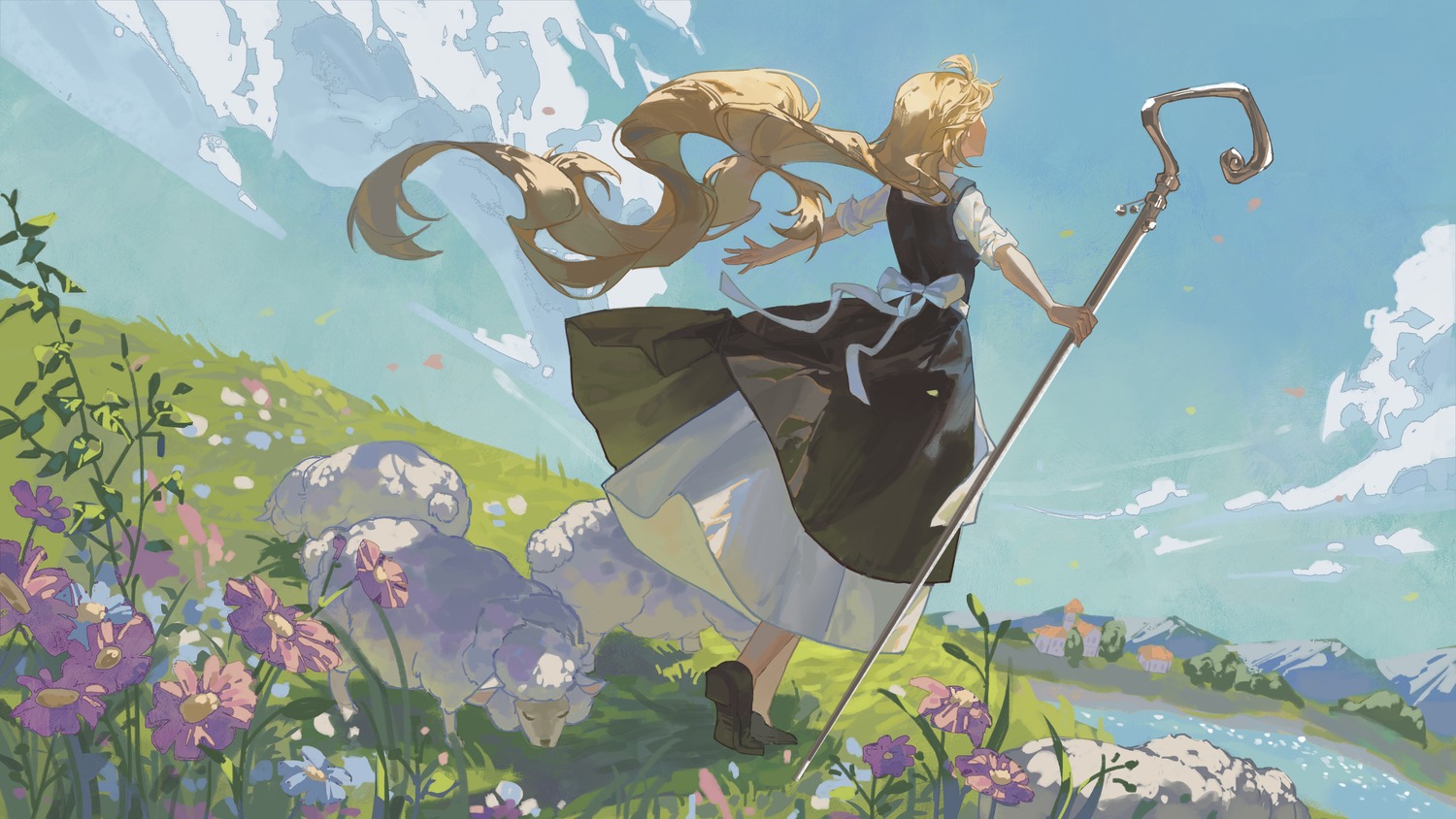dress, gejiandenghuo, landscape, weapon