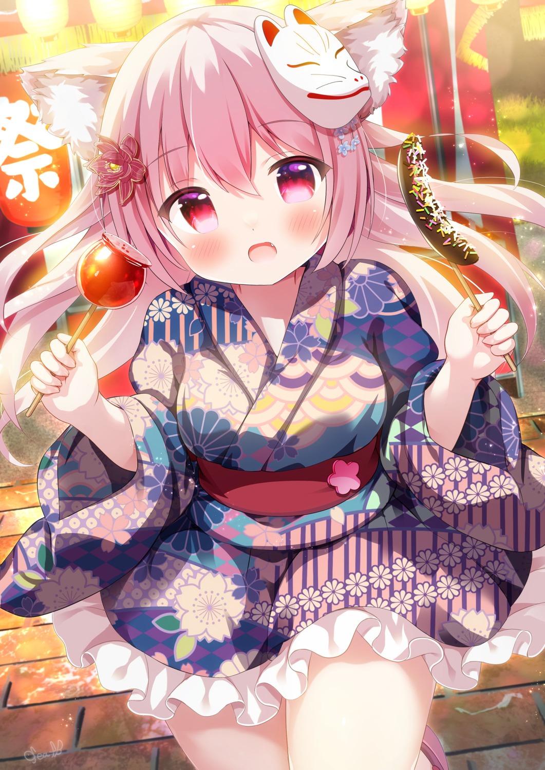 animal_ears, kotoriifu, yukata